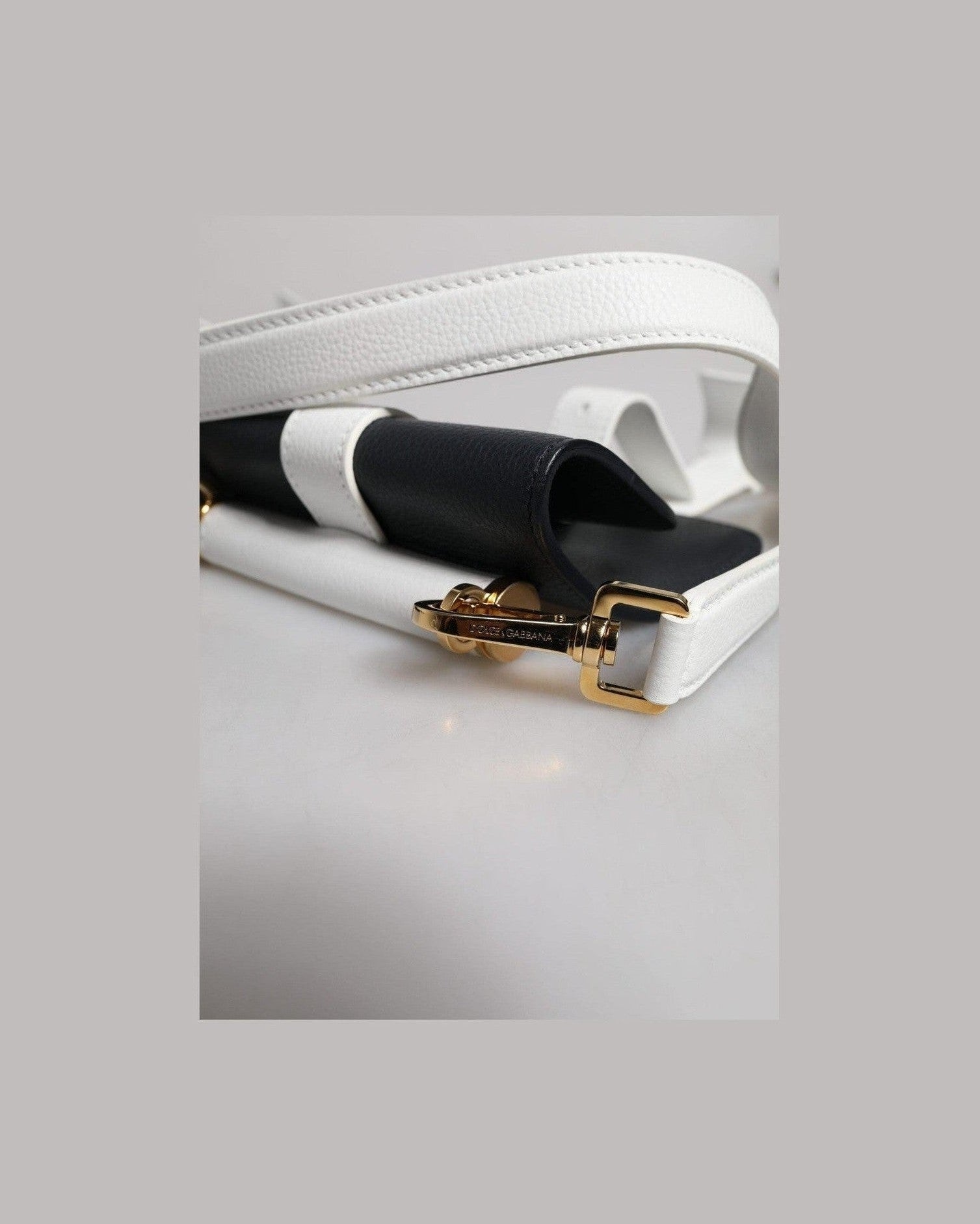 Dolce & Gabbana White Leather Blue Calfskin Crossbody Shoulder Bag Glam Steals