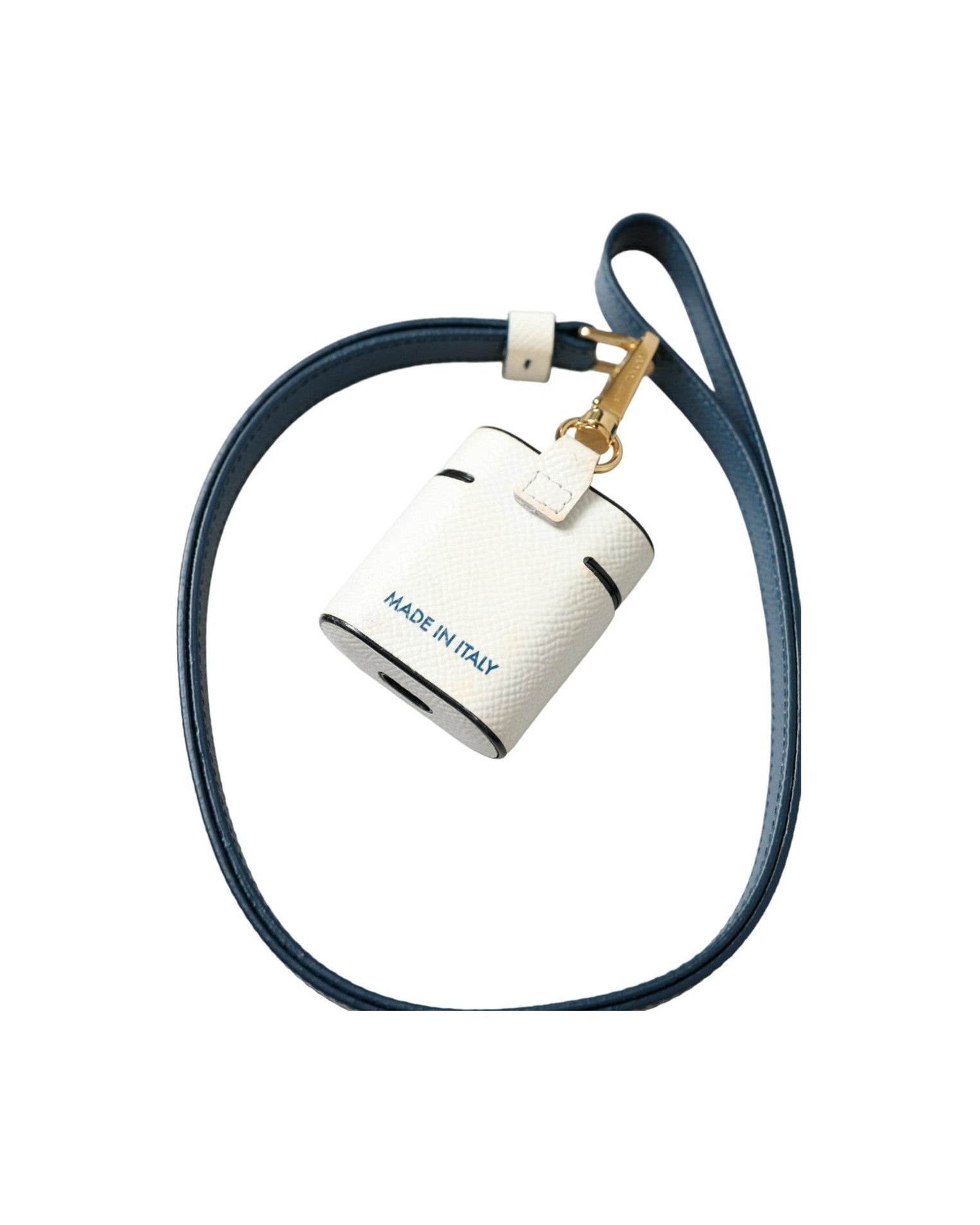 Dolce & Gabbana White Leather Chic Airpods Case In Blue Glam Steals