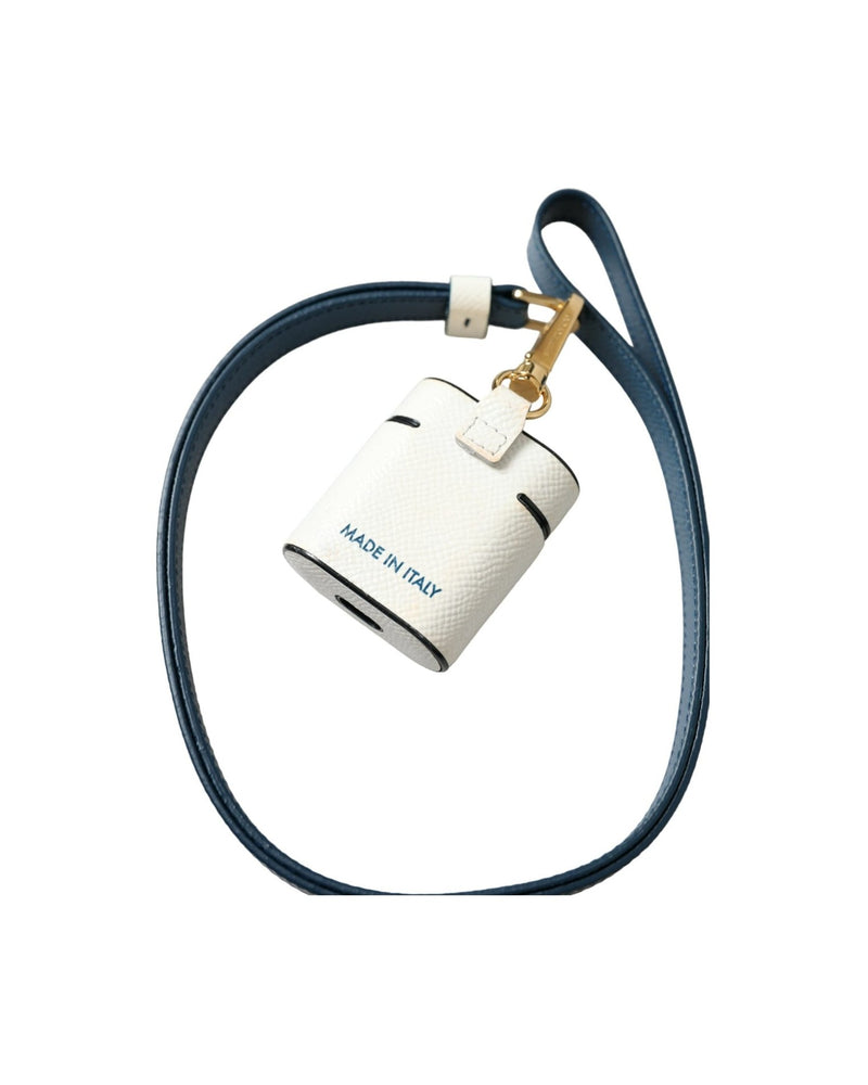 Dolce & Gabbana White Leather Chic Airpods Case In Blue Glam Steals