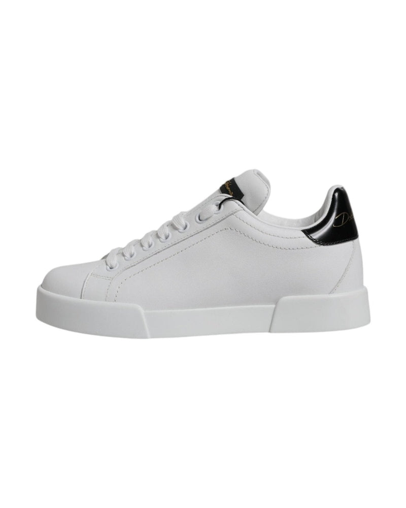 Dolce & Gabbana White Leather Classic Low Top Sneakers Shoes Sneakers