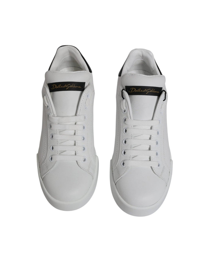 Dolce & Gabbana White Leather Classic Low Top Sneakers Shoes Glam Steals