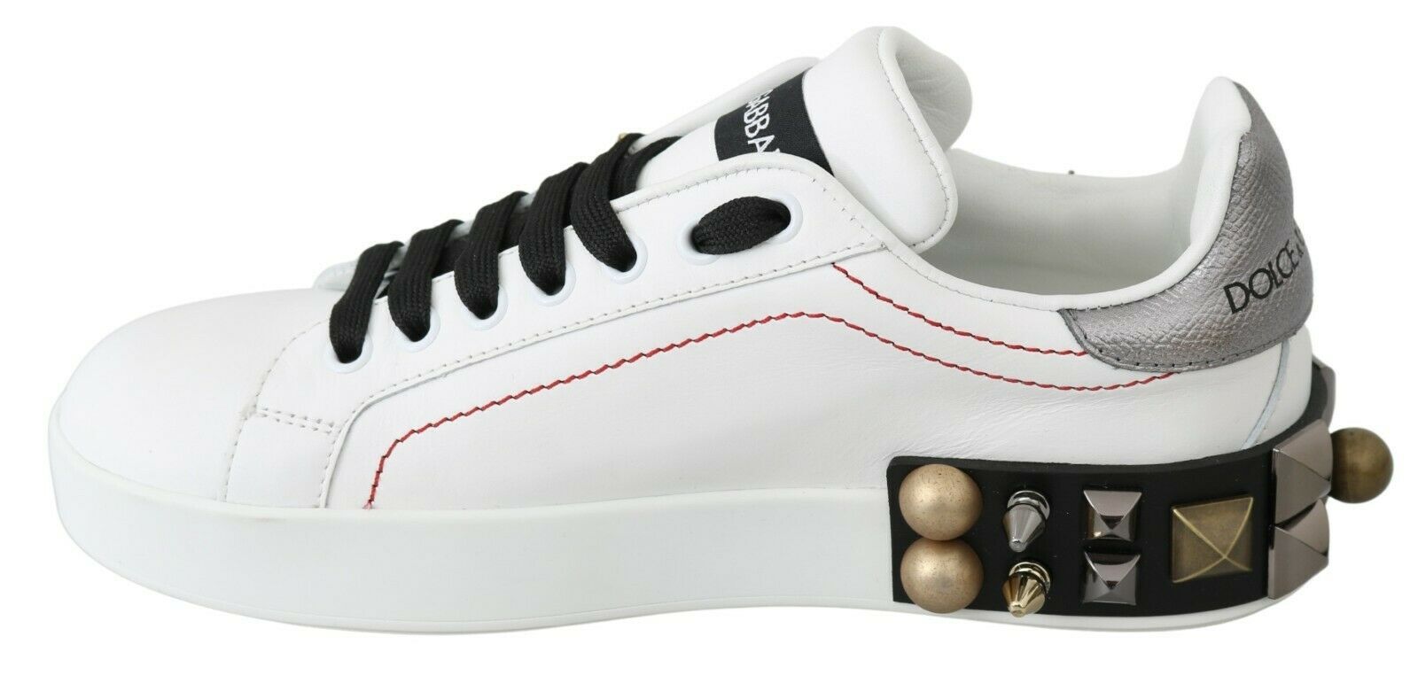 Dolce & Gabbana White Leather Crystal Roses Floral Sneakers Shoes Sneakers