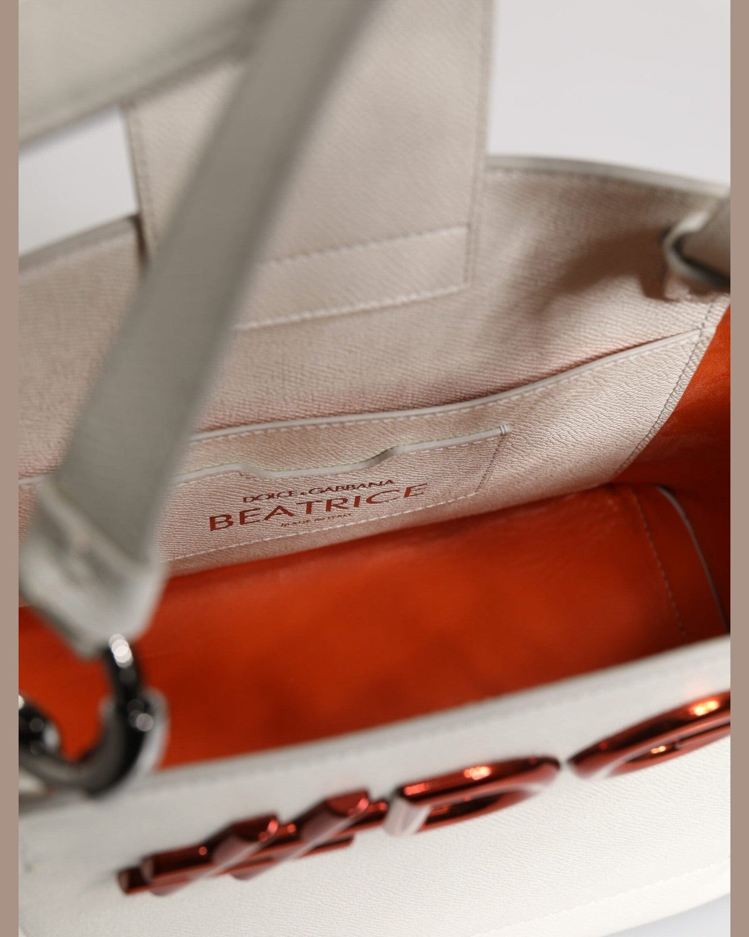 Dolce & Gabbana White Leather #Dg Beatrice Top Handle Tote Bag Glam Steals