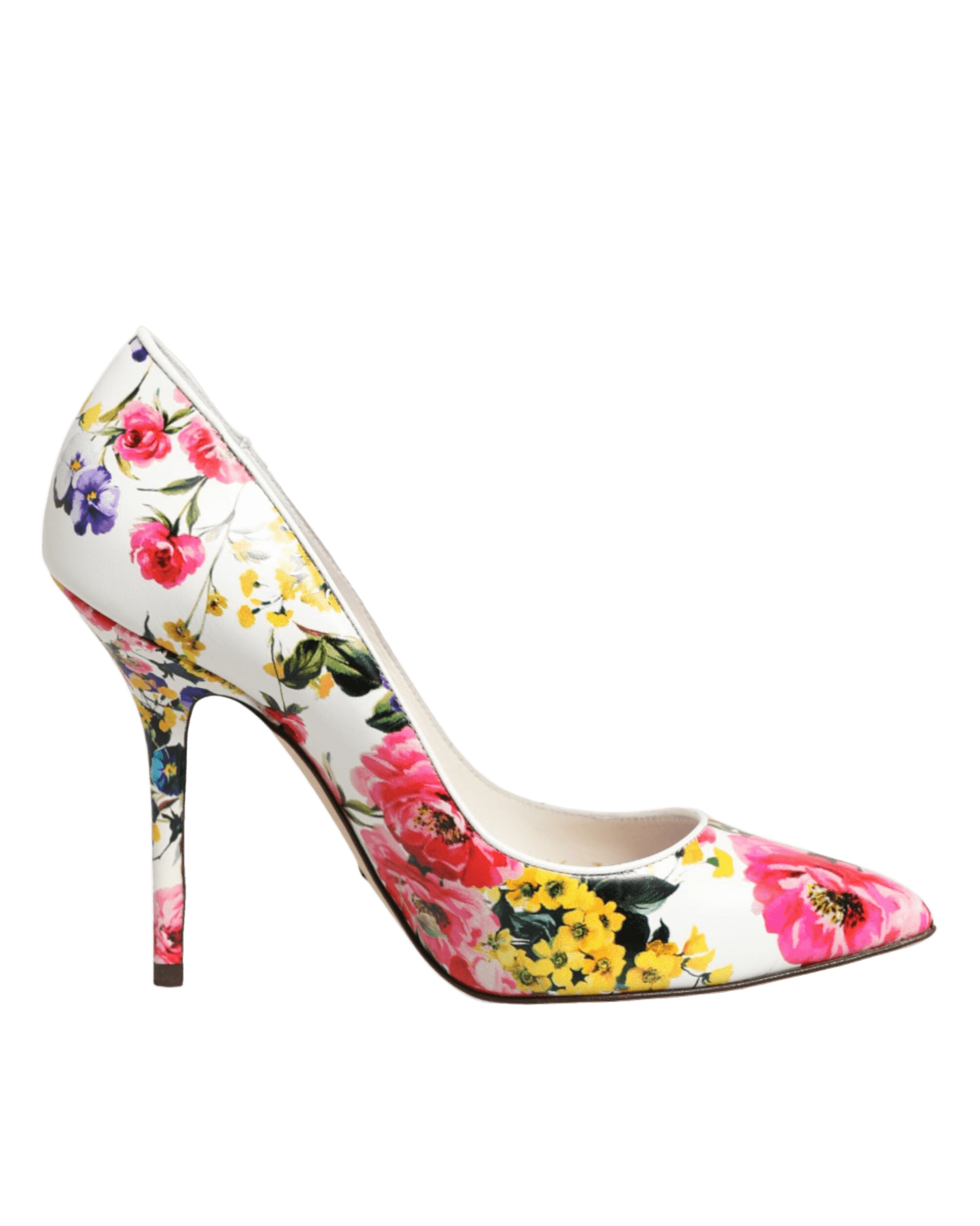Dolce & Gabbana White Leather Floral High Heels Pumps Shoes Glam Steals