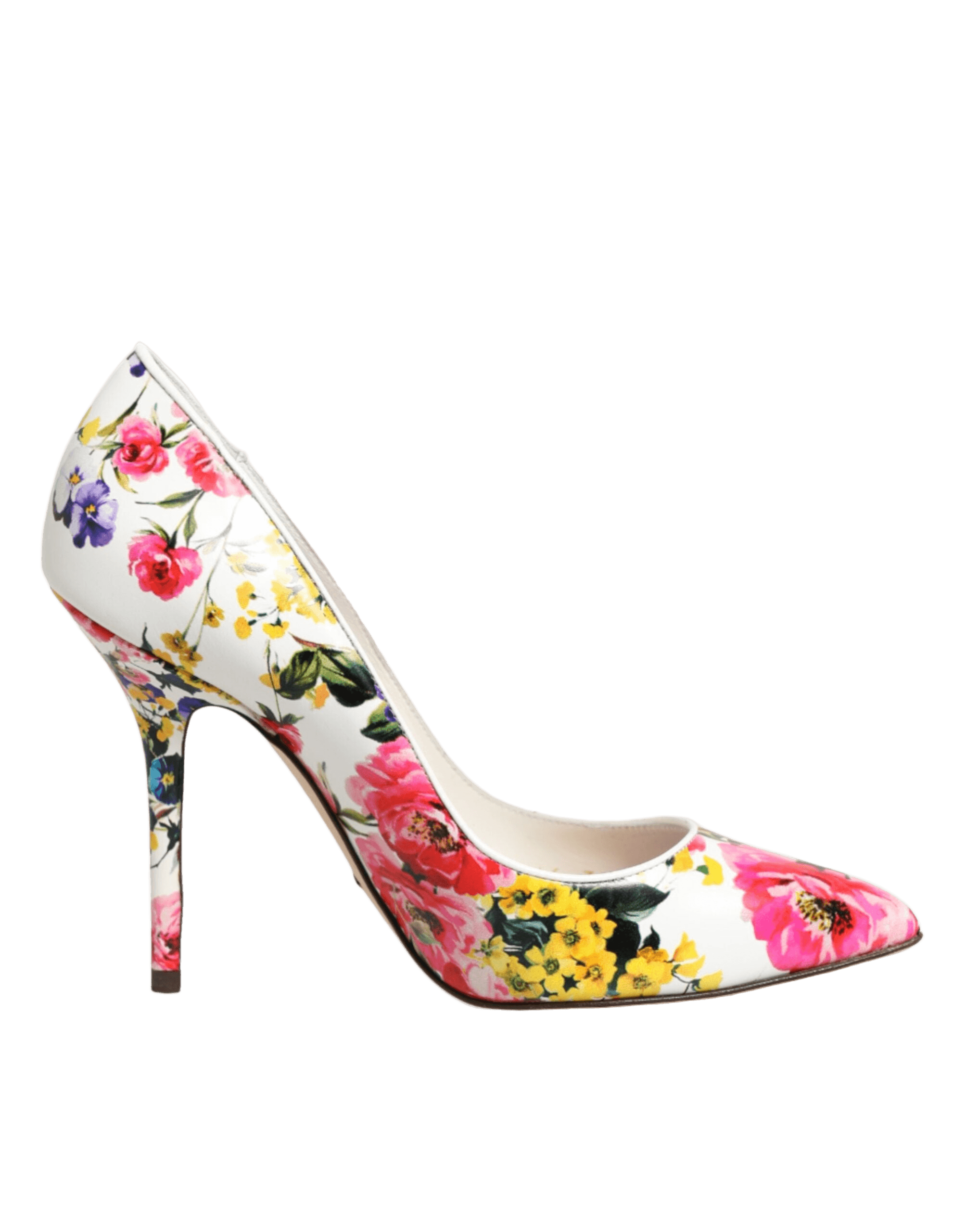 Dolce & Gabbana White Leather Floral High Heels Pumps Shoes Glam Steals