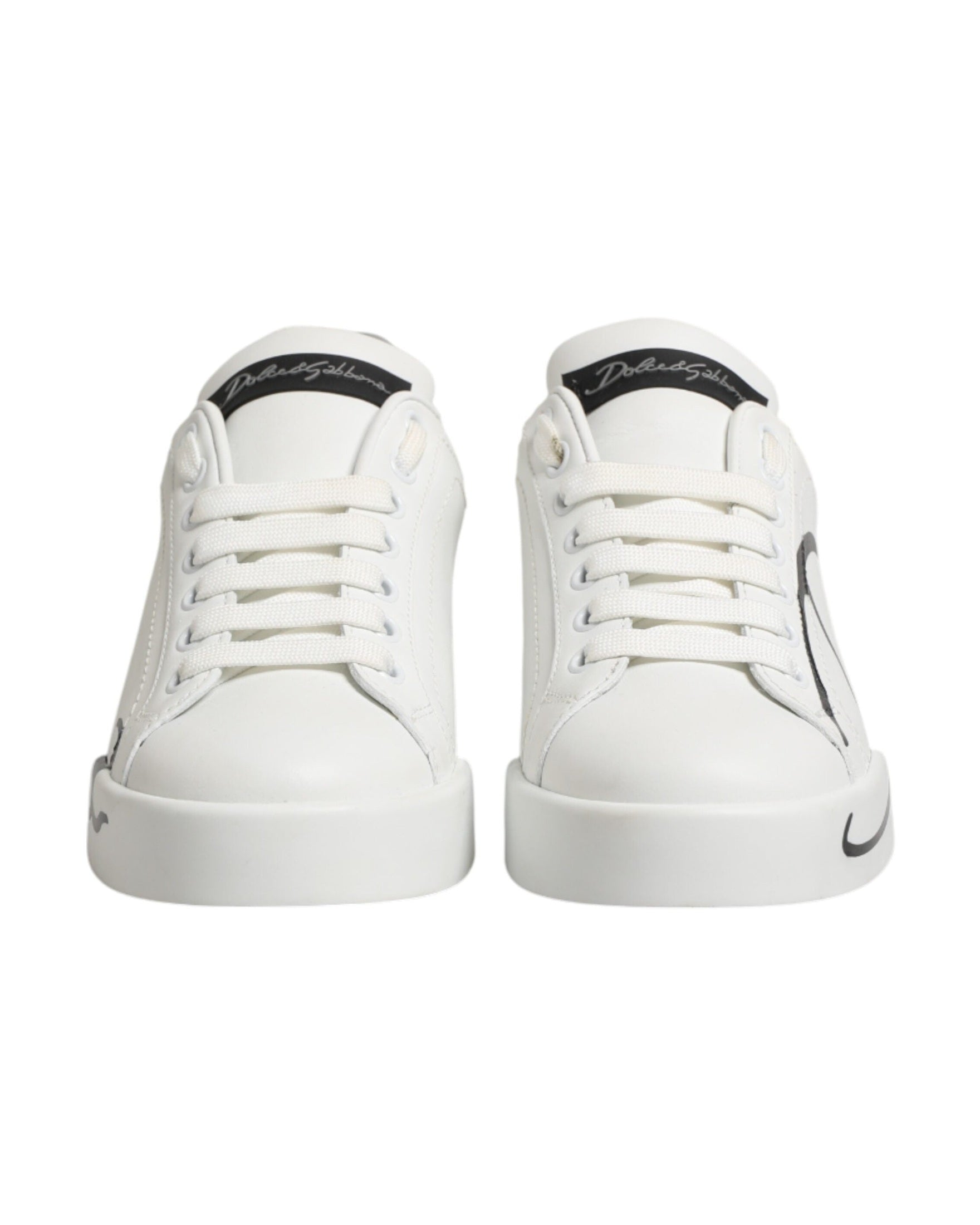 Dolce & Gabbana White Leather Gray Low Top Sneaker Shoes Glam Steals