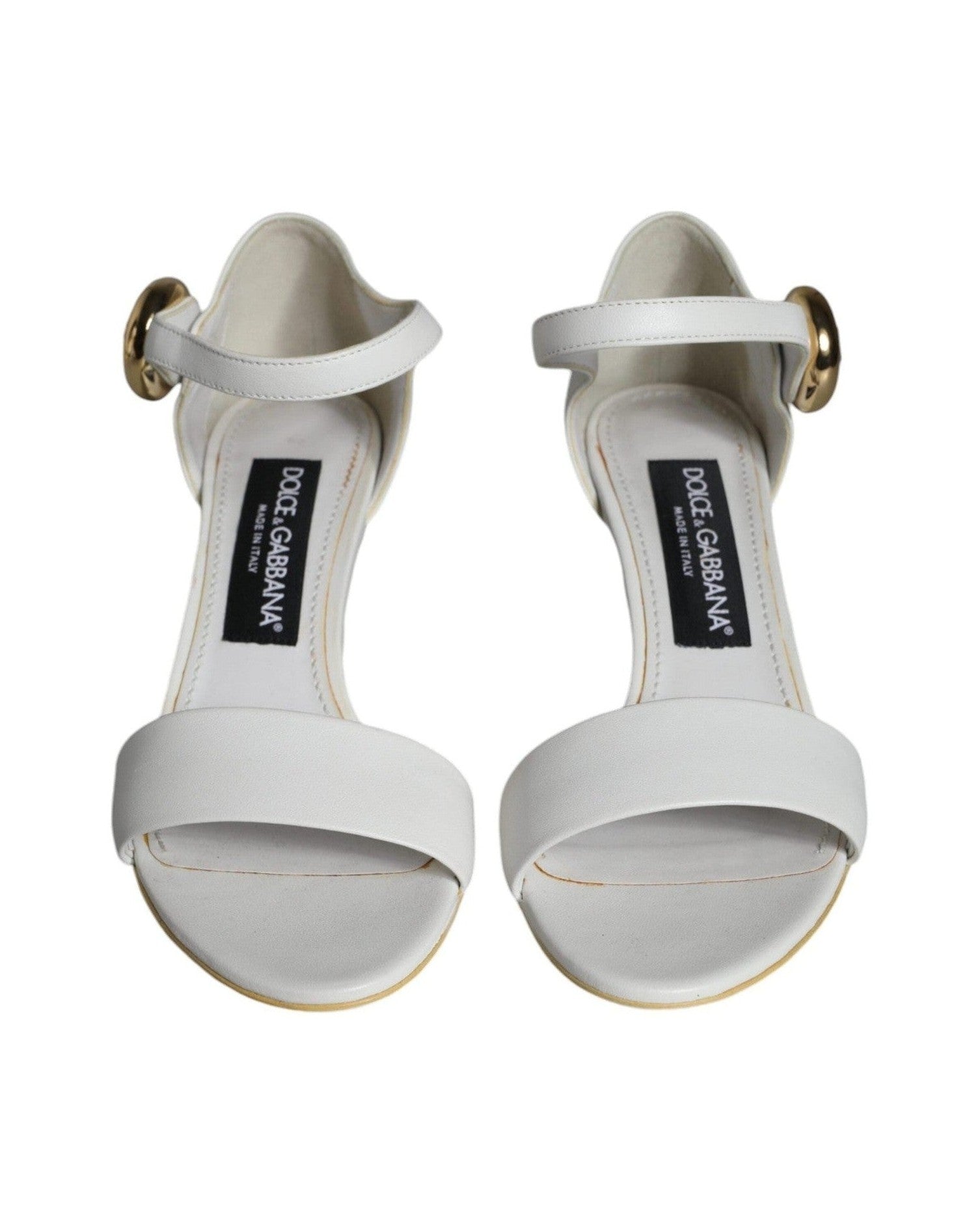 Dolce & Gabbana White Leather Heels Keira Sandals Shoes Glam Steals