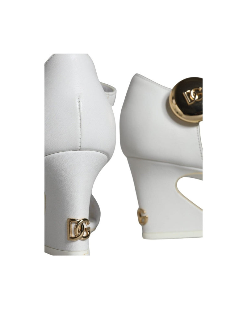 Dolce & Gabbana White Leather Heels Keira Sandals Shoes Glam Steals