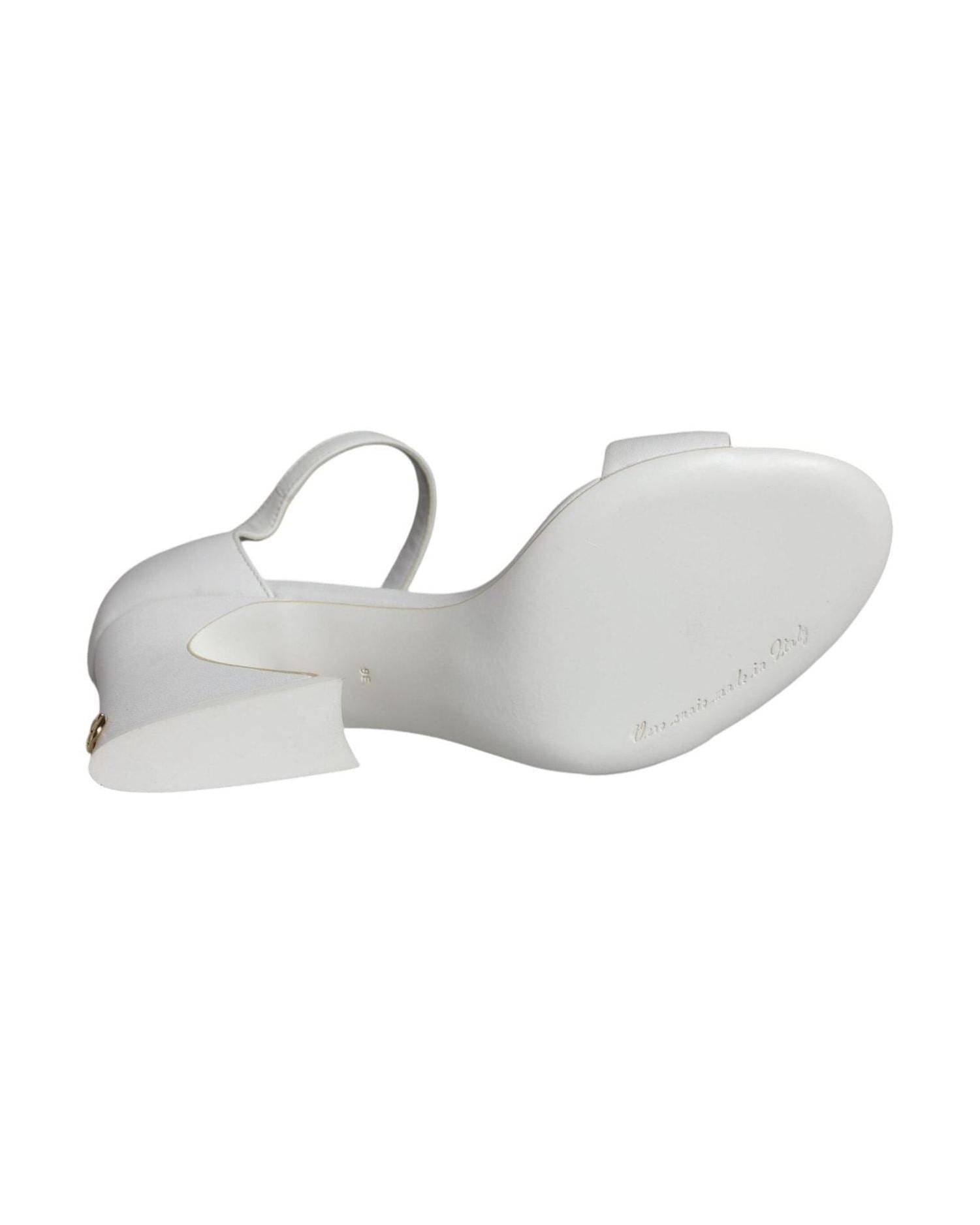 Dolce & Gabbana White Leather Heels Keira Sandals Shoes Glam Steals