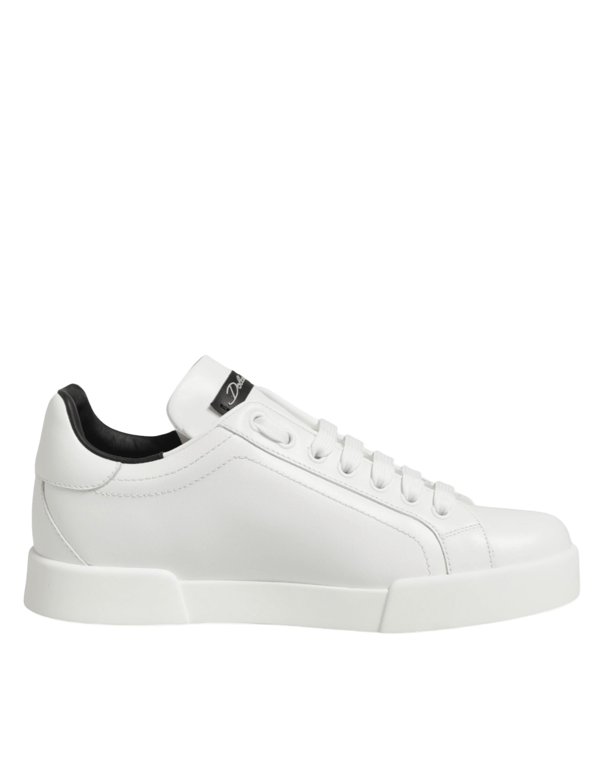 Dolce & Gabbana White Leather Lace Up Low Top Sneakers Shoes Glam Steals