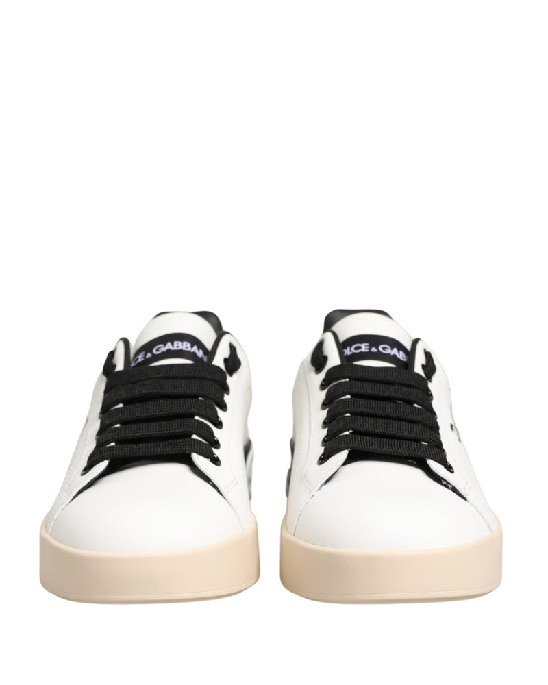 Dolce & Gabbana White Leather Low Top Portofino Sneakers Shoes Glam Steals