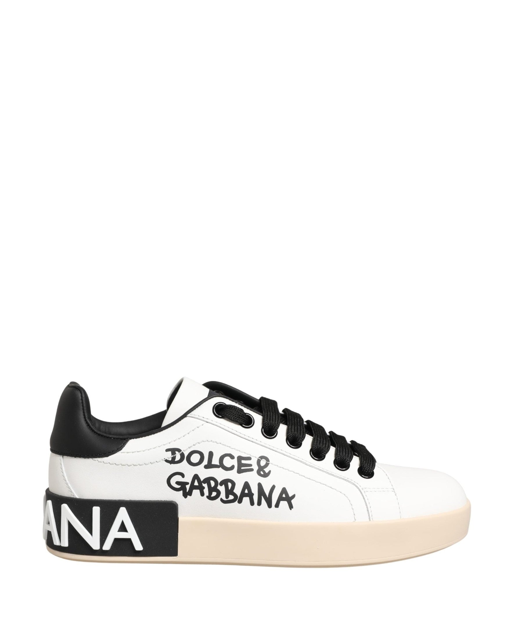Dolce & Gabbana White Leather Low Top Portofino Sneakers Shoes Glam Steals