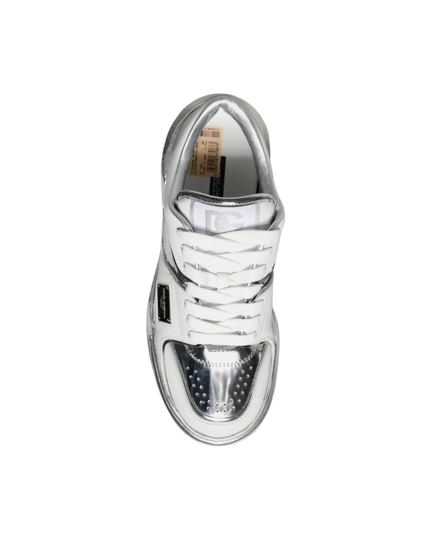 Dolce & Gabbana White Leather Low Top Sneakers Shoes Sneakers