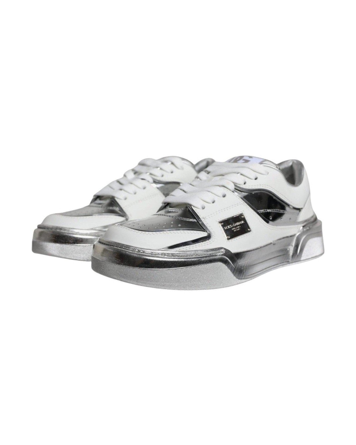 Dolce & Gabbana White Leather Low Top Sneakers Shoes Sneakers