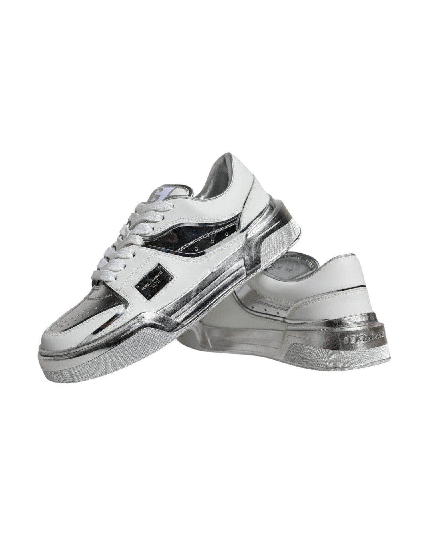 Dolce & Gabbana White Leather Low Top Sneakers Shoes Sneakers