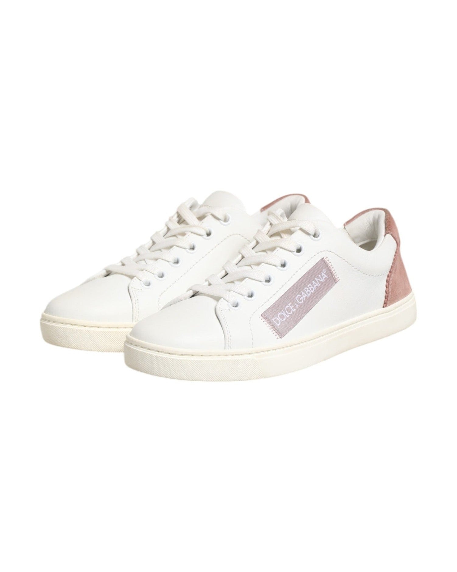 Dolce & Gabbana White Leather Low Top Sneakers Shoes Sneakers