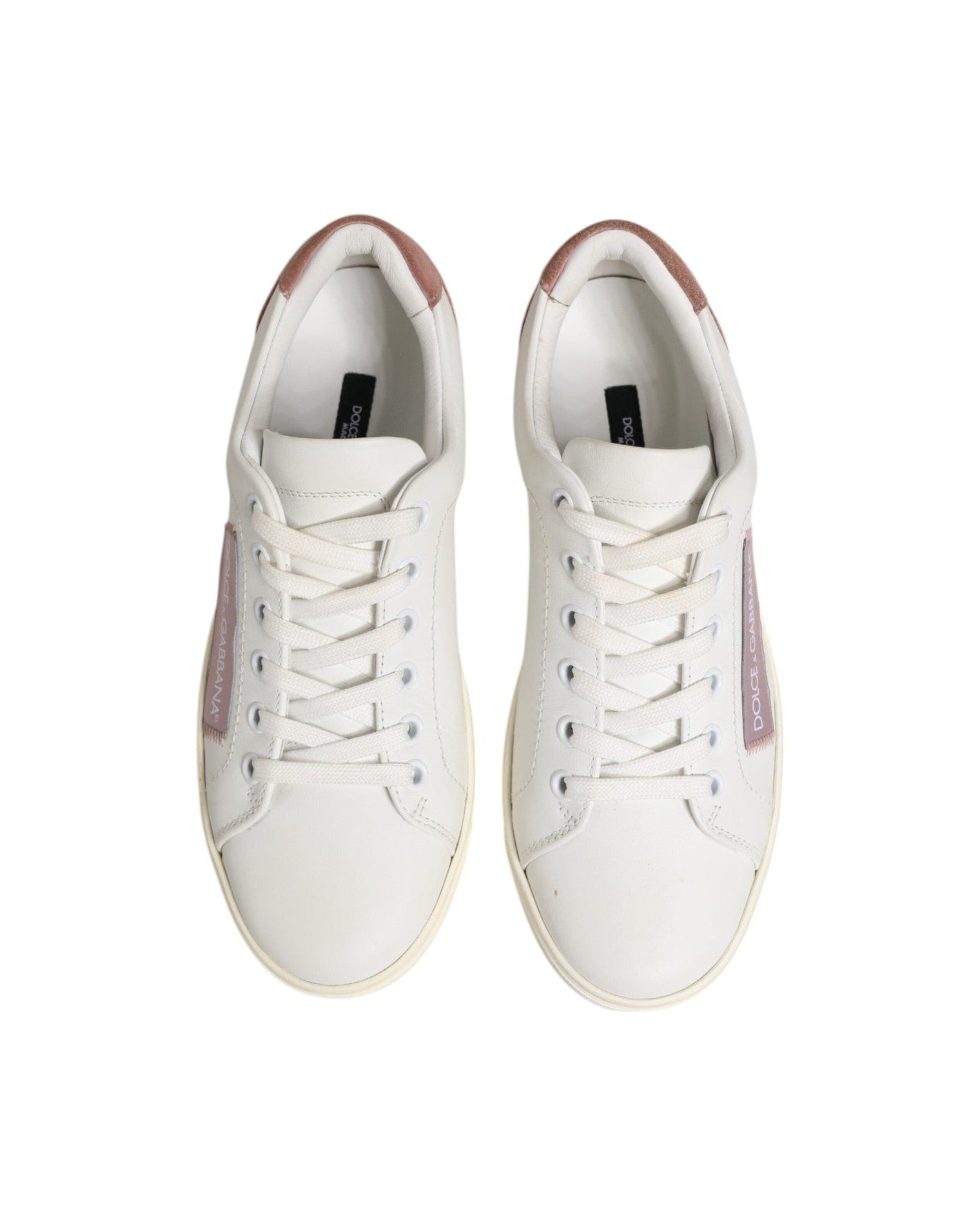 Dolce & Gabbana White Leather Low Top Sneakers Shoes Sneakers