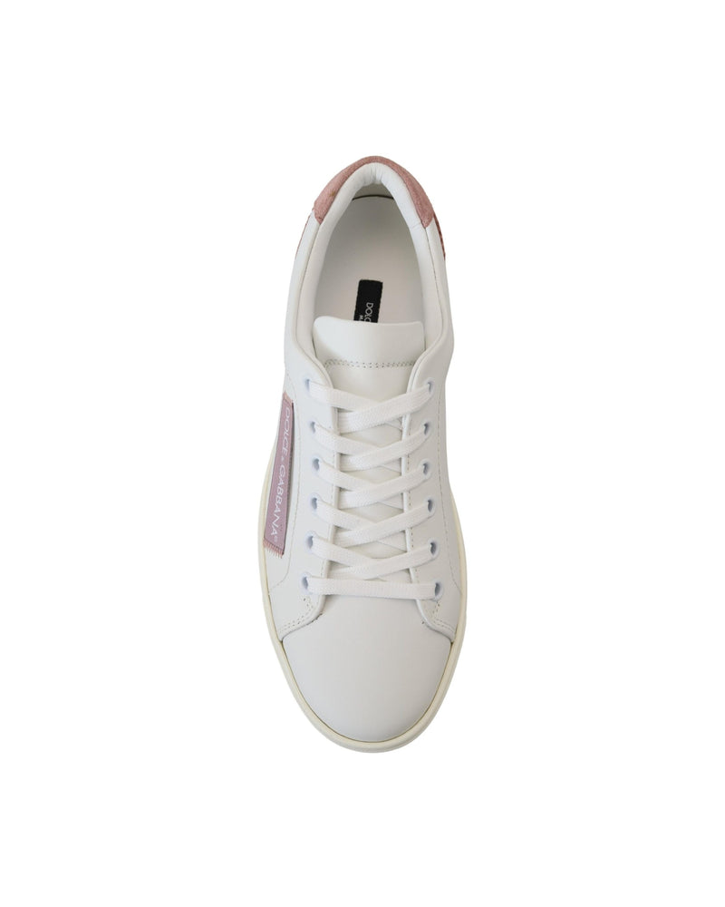 Dolce & Gabbana White Leather Pink Low Top Sneakers Glam Steals