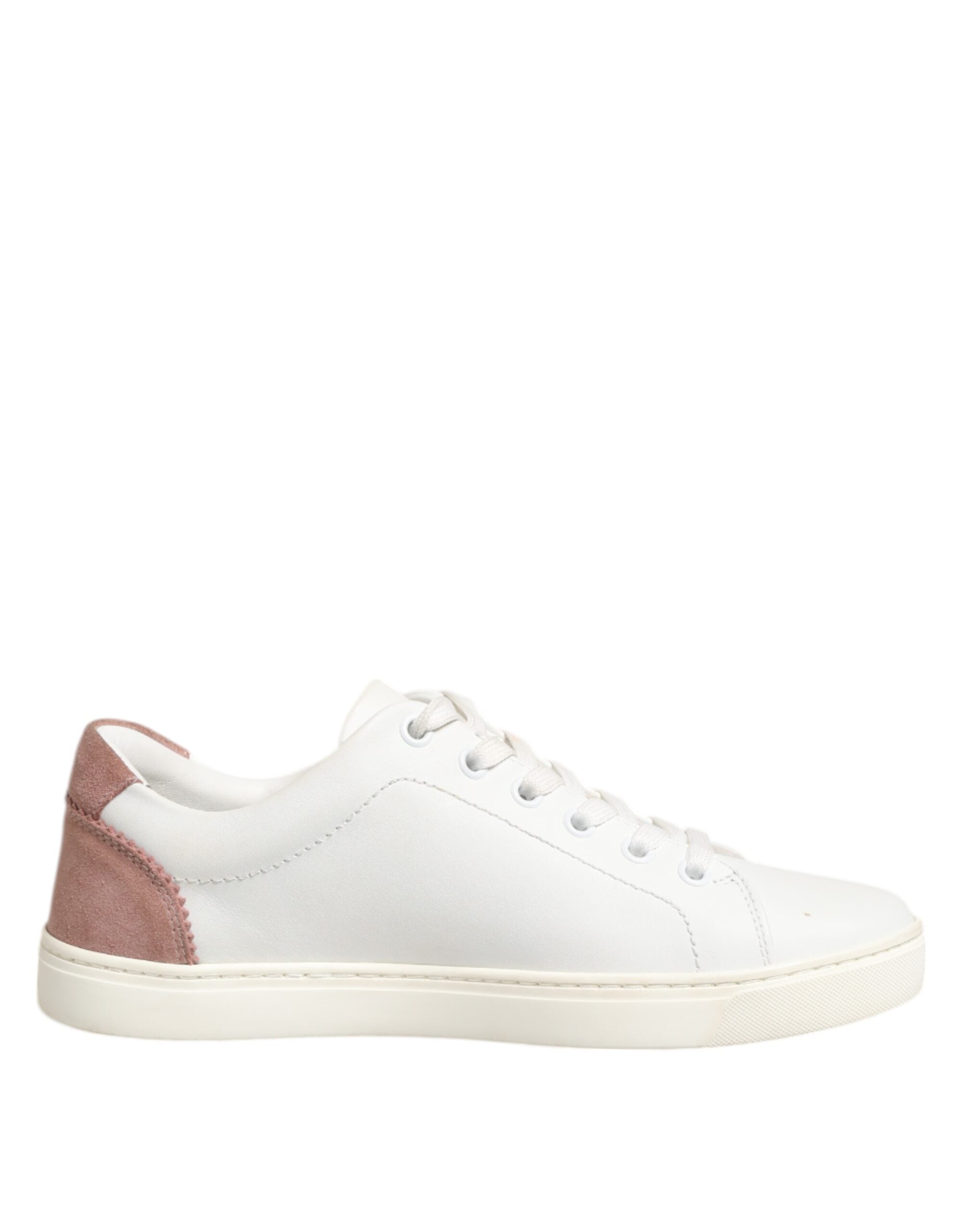 Dolce & Gabbana White Leather Pink Low Top Sneakers Shoes Glam Steals