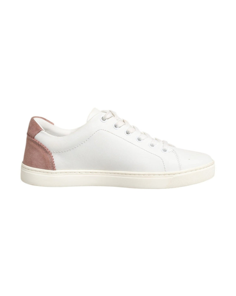 Dolce & Gabbana White Leather Pink Low Top Sneakers Shoes Glam Steals