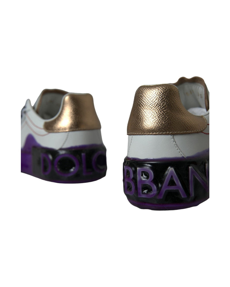 Dolce & Gabbana White Leather Portofino Low Top Sneakers Shoes Sneakers