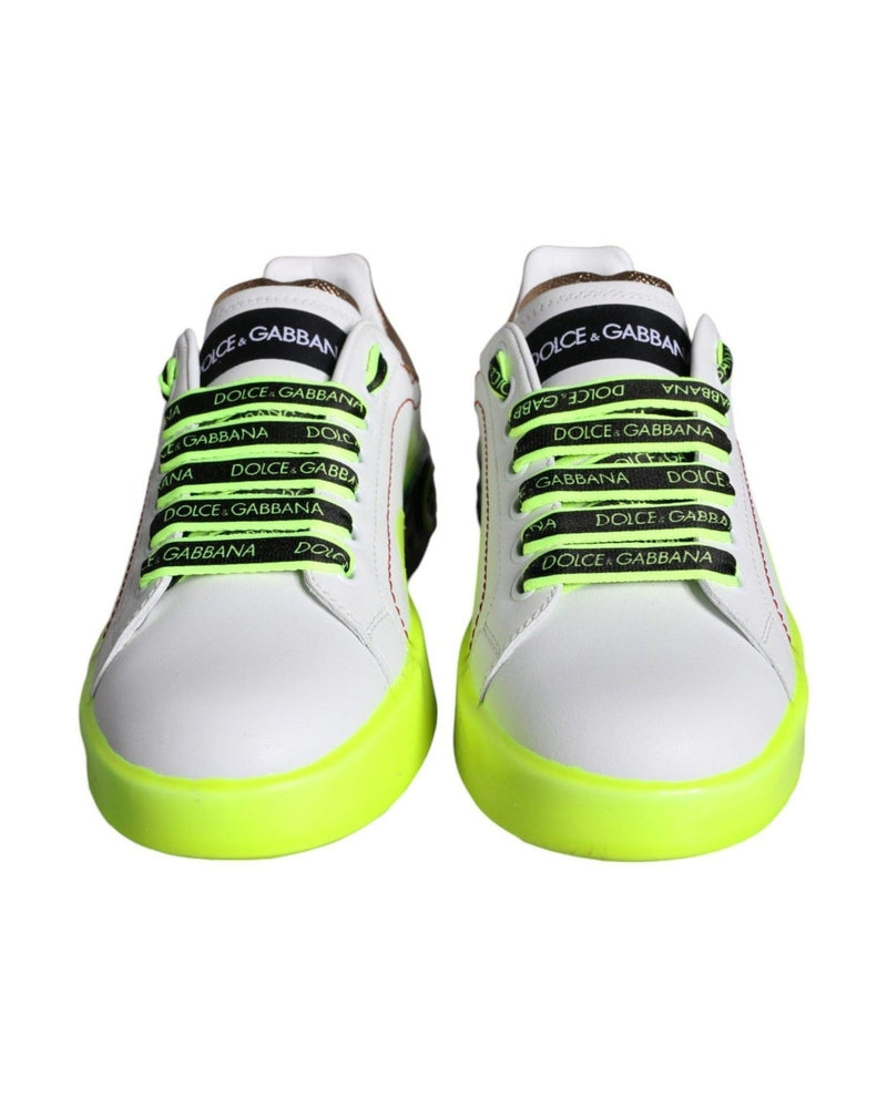 Dolce & Gabbana White Leather Portofino Low Top Sneakers Shoes Glam Steals