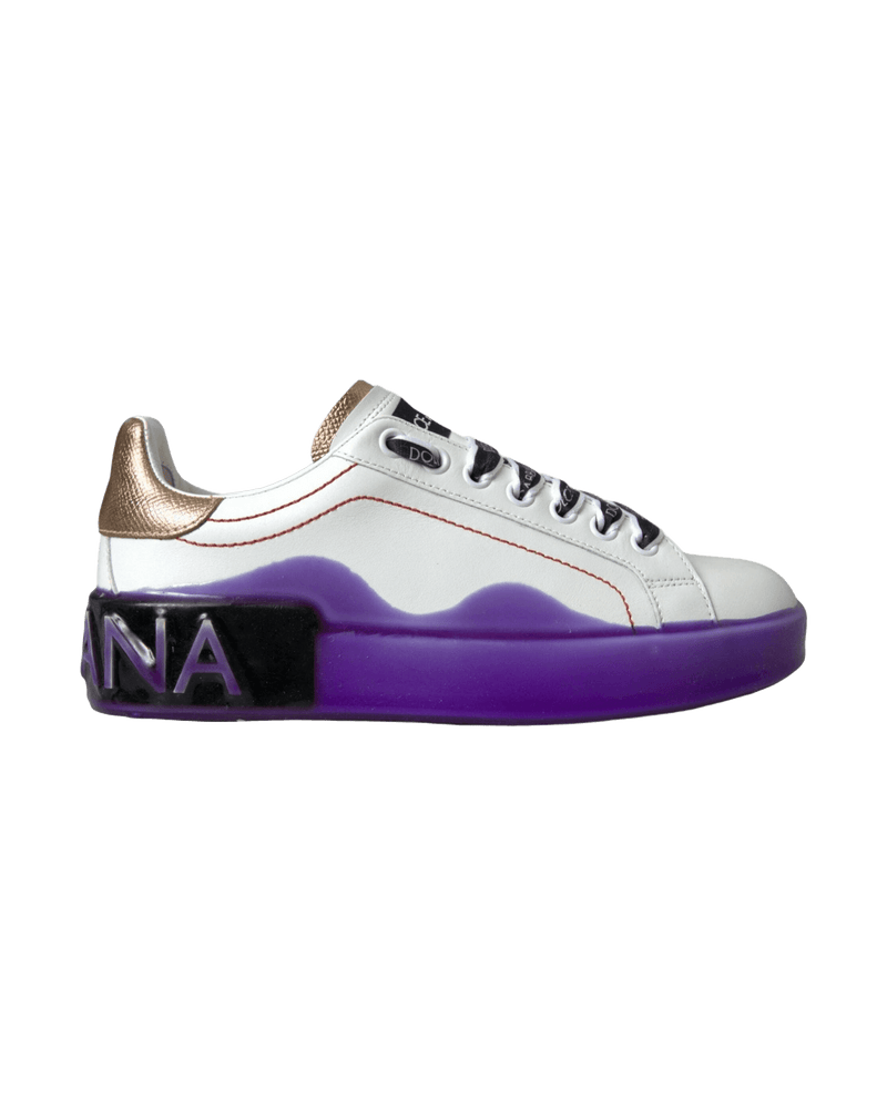 Dolce & White Gabbana Leather Portofino Low Top Sneakers Shoes Glam Steals