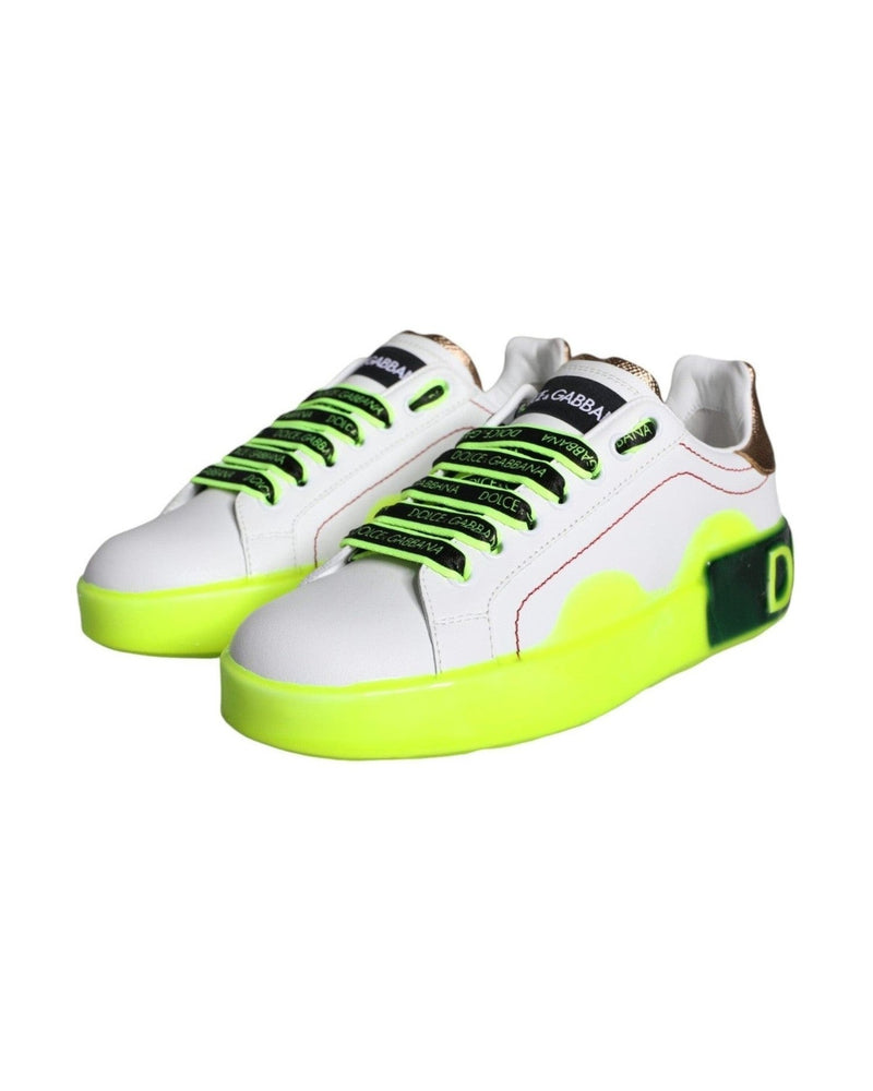Dolce & Gabbana White Leather Portofino Low Top Sneakers Shoes Glam Steals