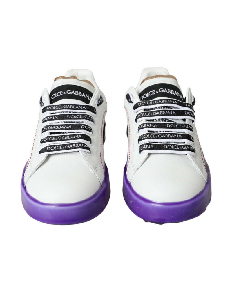 Dolce & Gabbana White Leather Portofino Low Top Sneakers Shoes Glam Steals