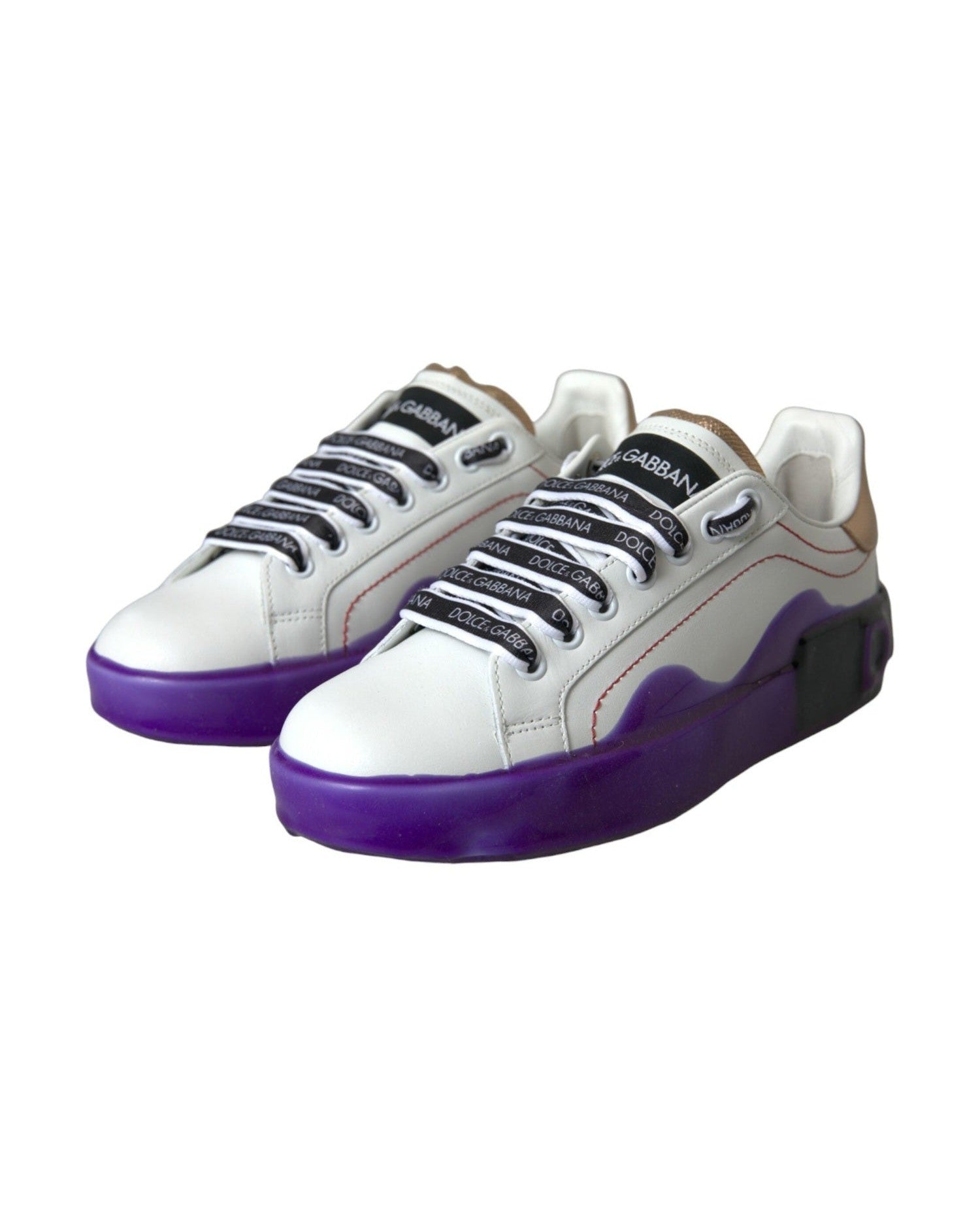 Dolce & Gabbana White Leather Portofino Low Top Sneakers Shoes Glam Steals