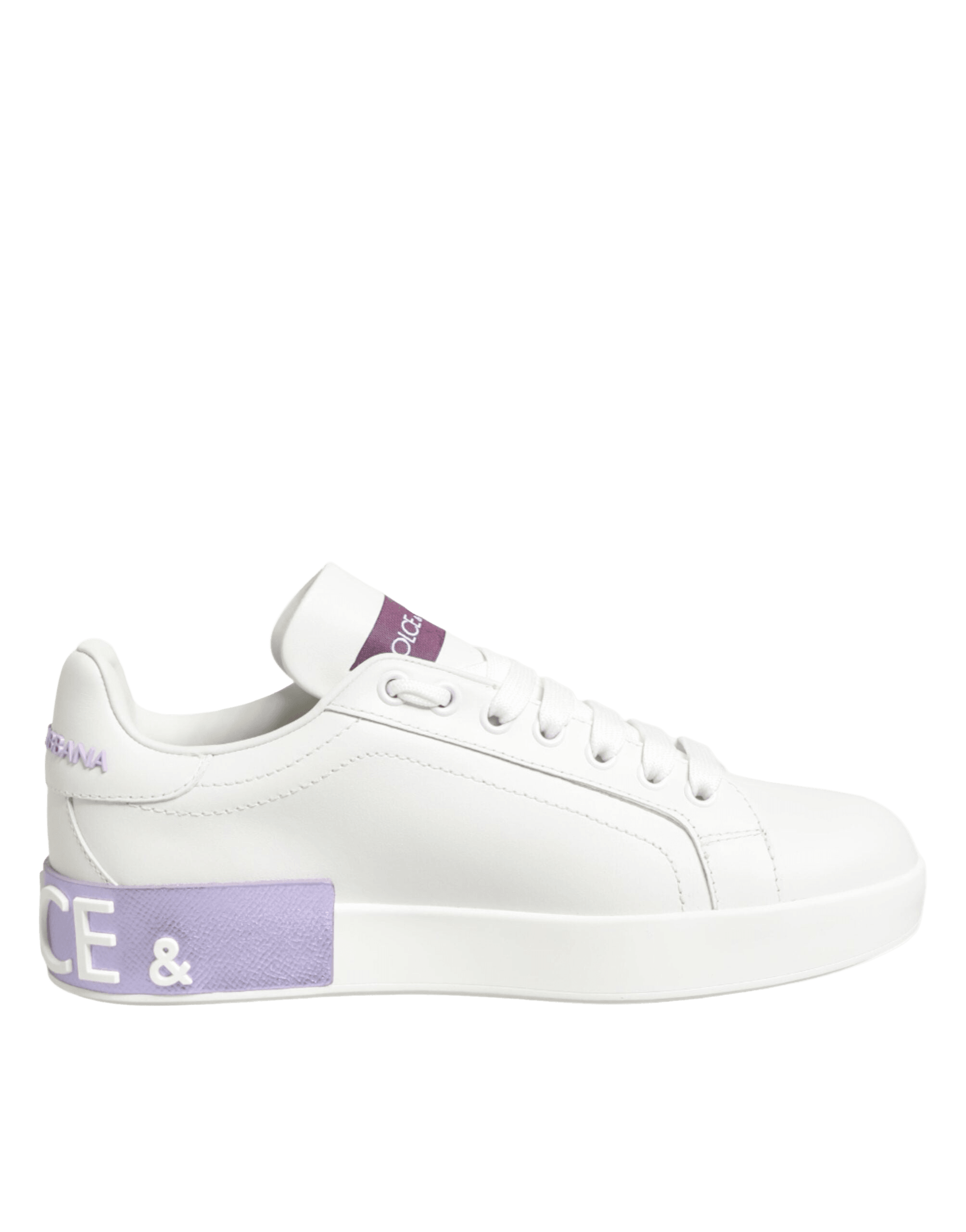Dolce & Gabbana White Leather Purple Casual Sneakers Shoes Glam Steals