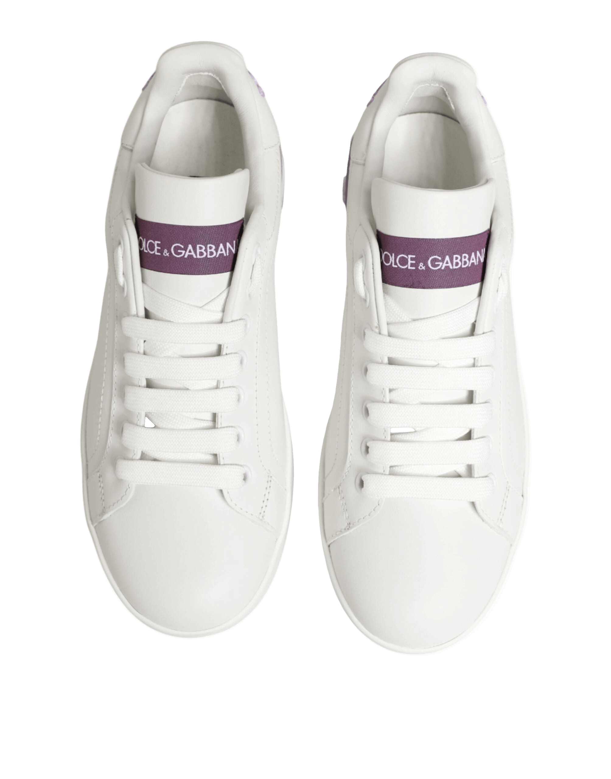Dolce & Gabbana White Leather Purple Casual Sneakers Shoes Glam Steals