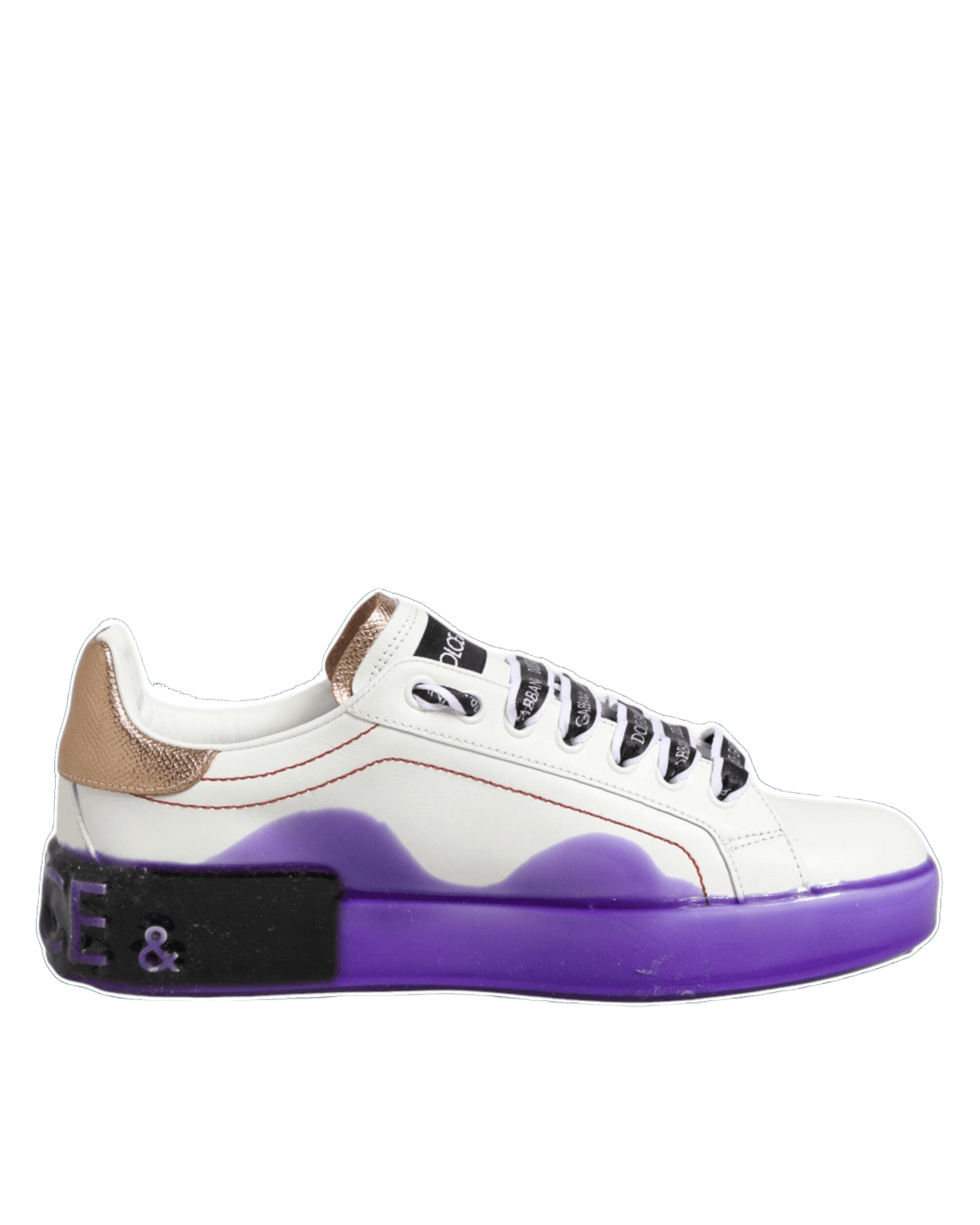 Dolce & Gabbana White Leather Purple Low Top Sneaker Shoes Glam Steals