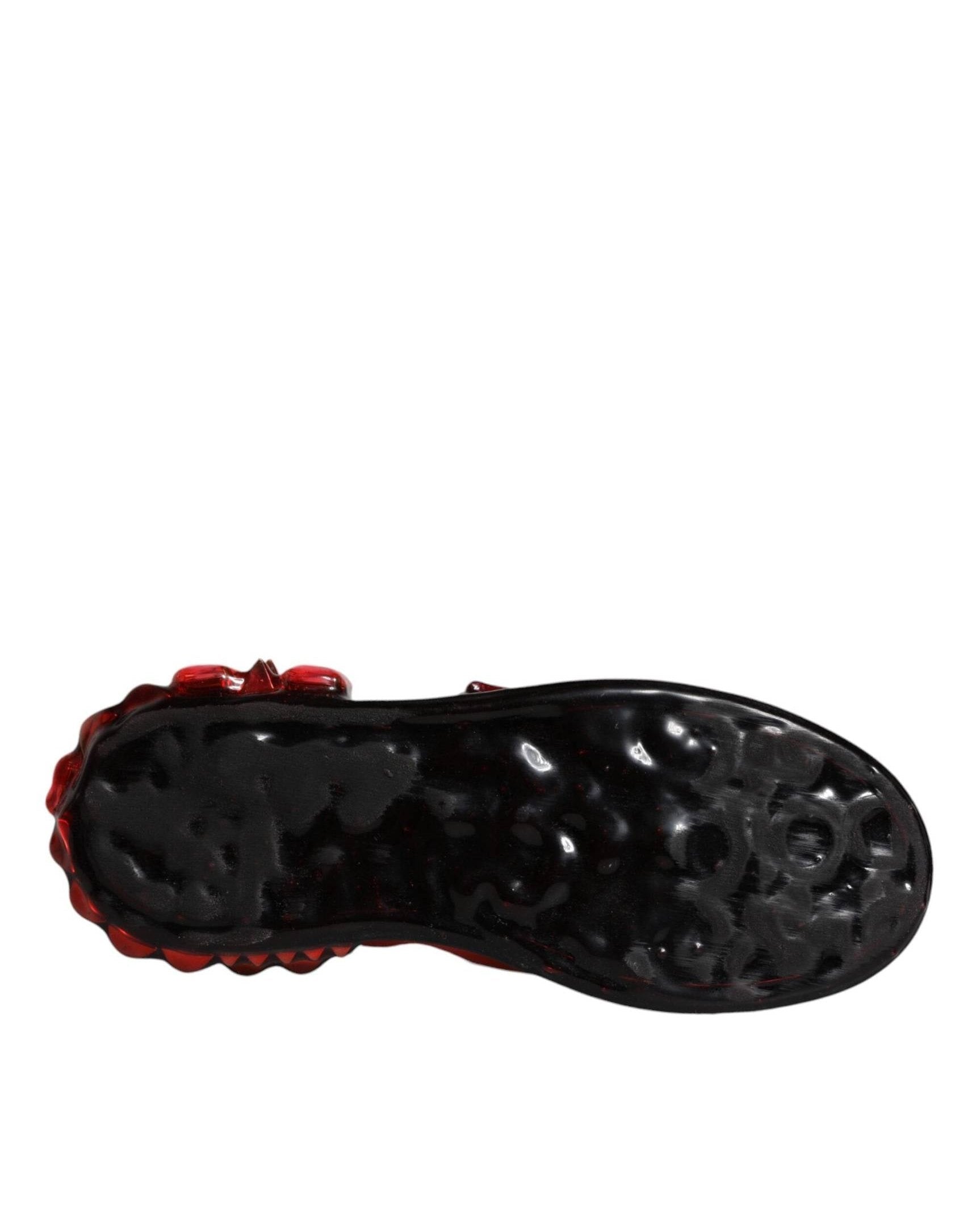 Dolce & Gabbana White Leather Red Crystals Portofino Sneakers Shoes Sneakers