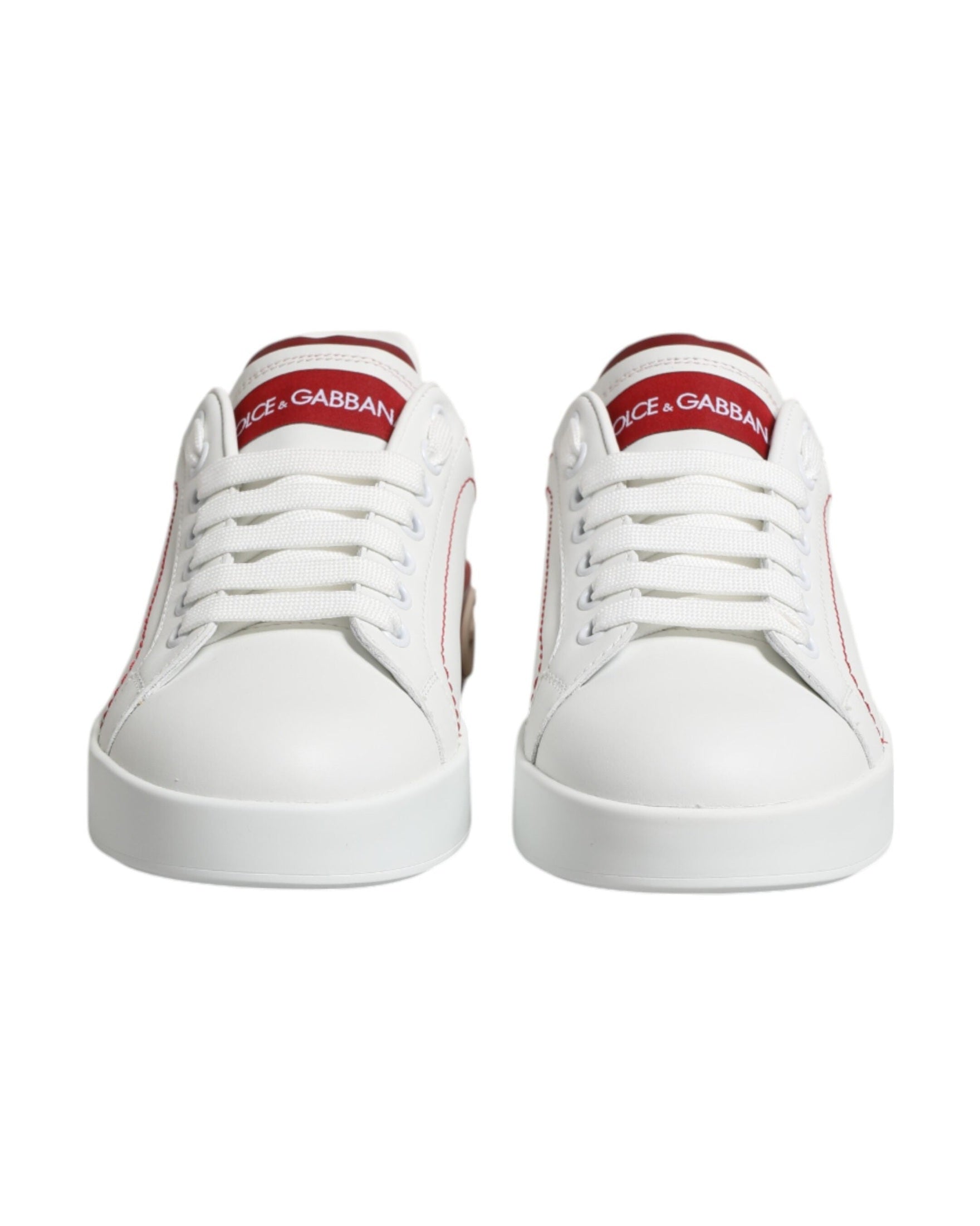 Dolce & Gabbana White Leather Red Portofino Sneaker Shoes Glam Steals