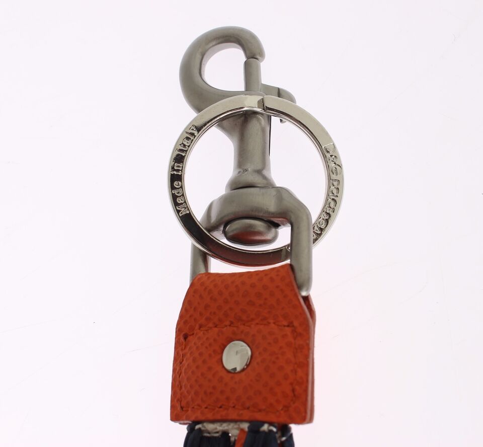 Dolce & Gabbana White Leather Red Raffia Clasp Finder Keyring Keychain Glam Steals