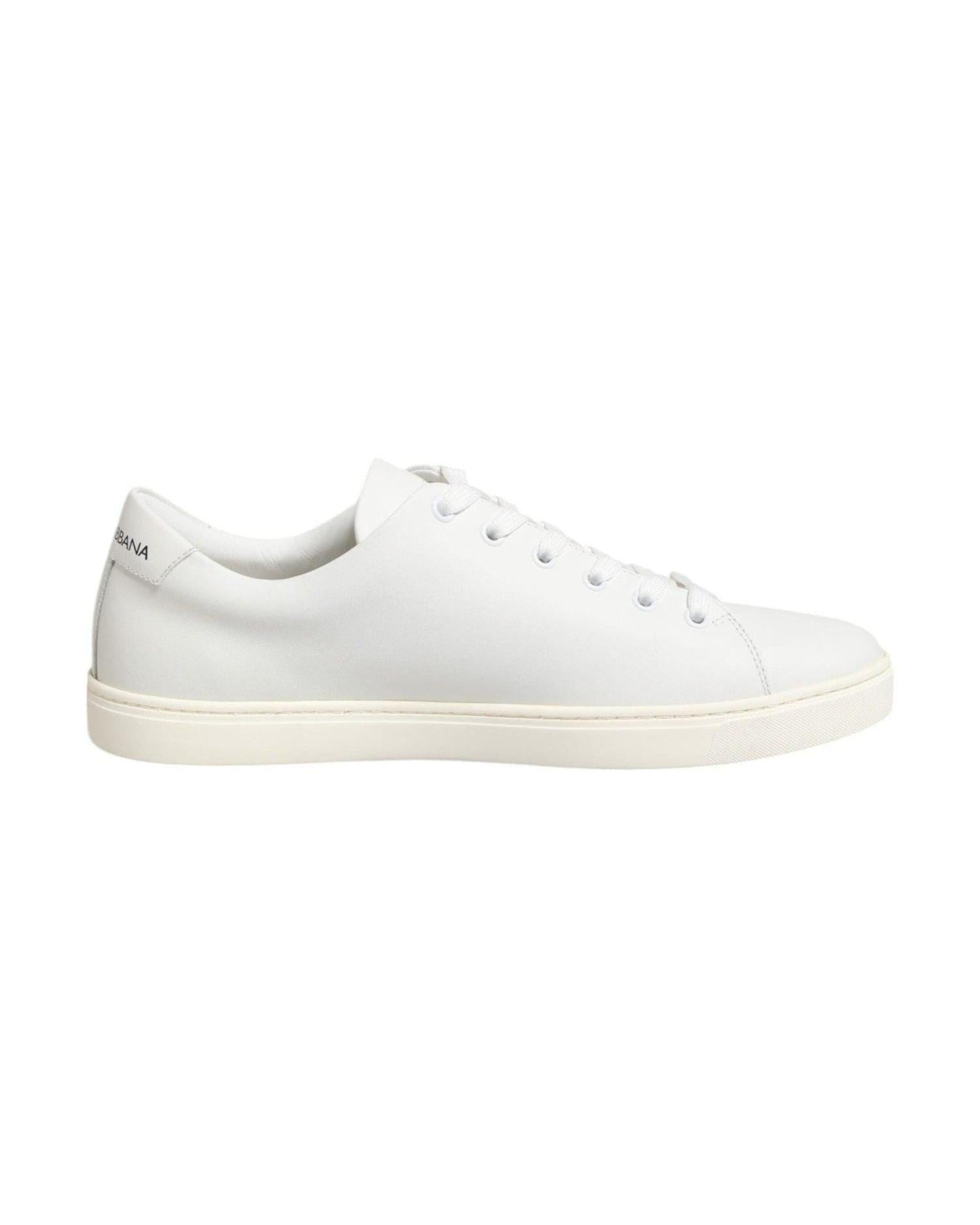 Dolce & Gabbana White Leather Sacre Heart Patch Sneakers Shoes Sneakers