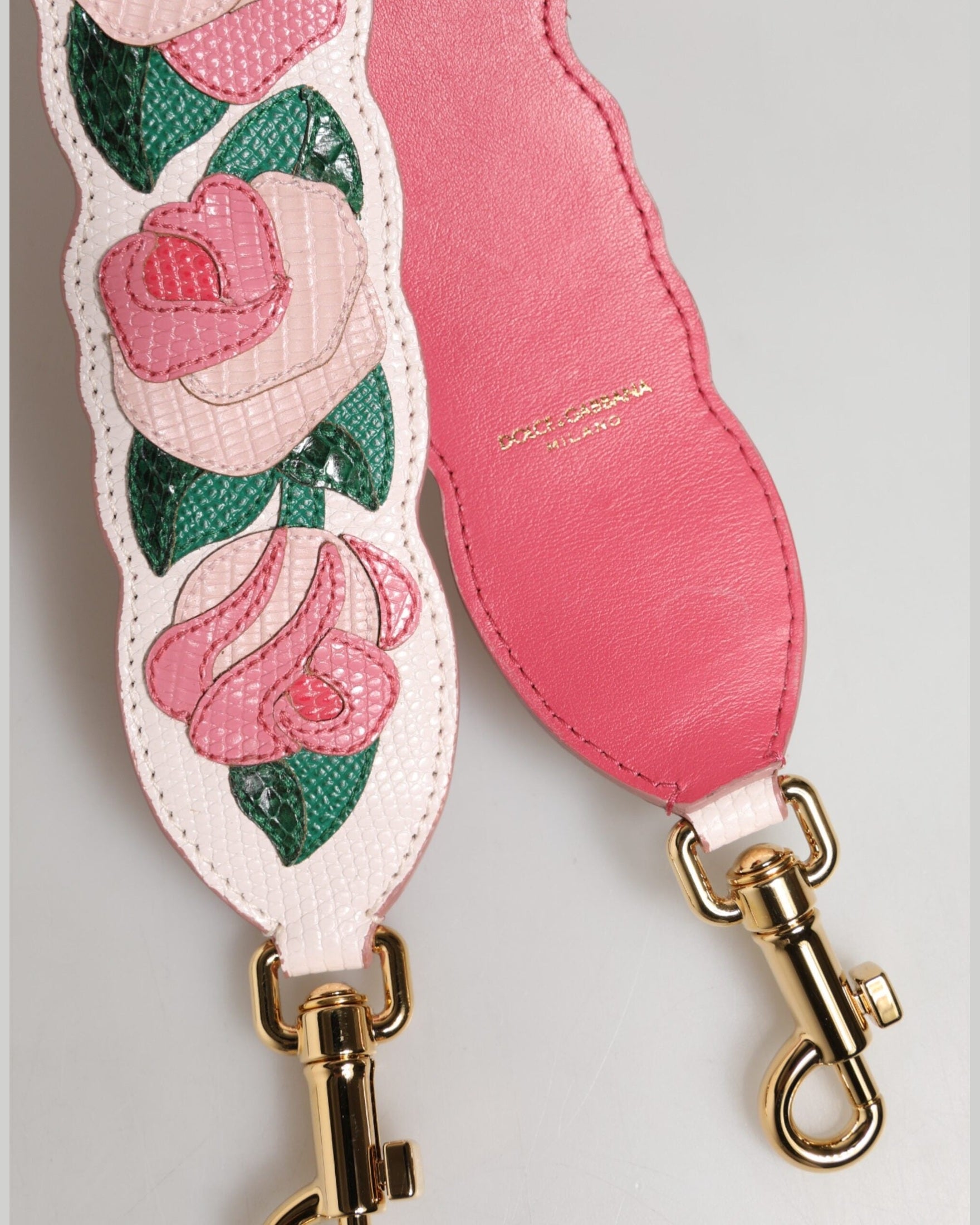 Dolce & Gabbana White Leather Strap Floral Calf Bag Accessory Shoulder Handbag & Wallet Accessories