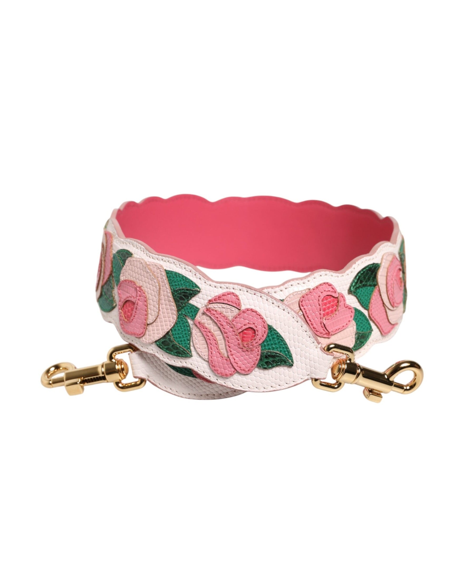 Dolce & Gabbana White Leather Strap Floral Calf Bag Accessory Shoulder Handbag & Wallet Accessories