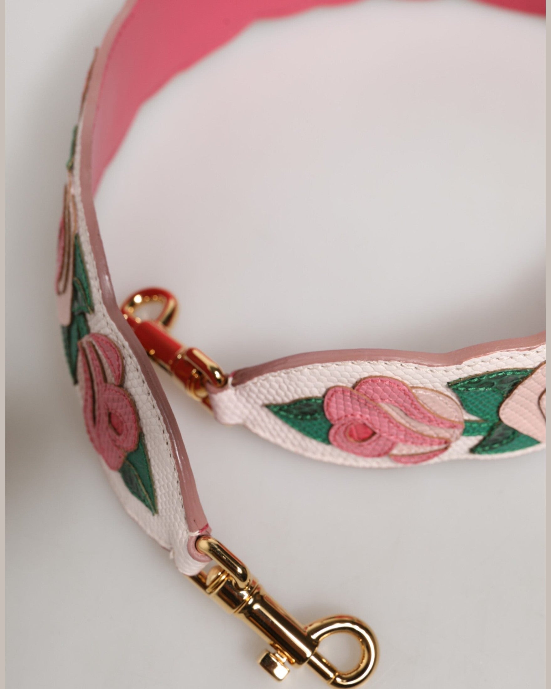 Dolce & Gabbana White Leather Strap Floral Calf Bag Accessory Shoulder Handbag & Wallet Accessories