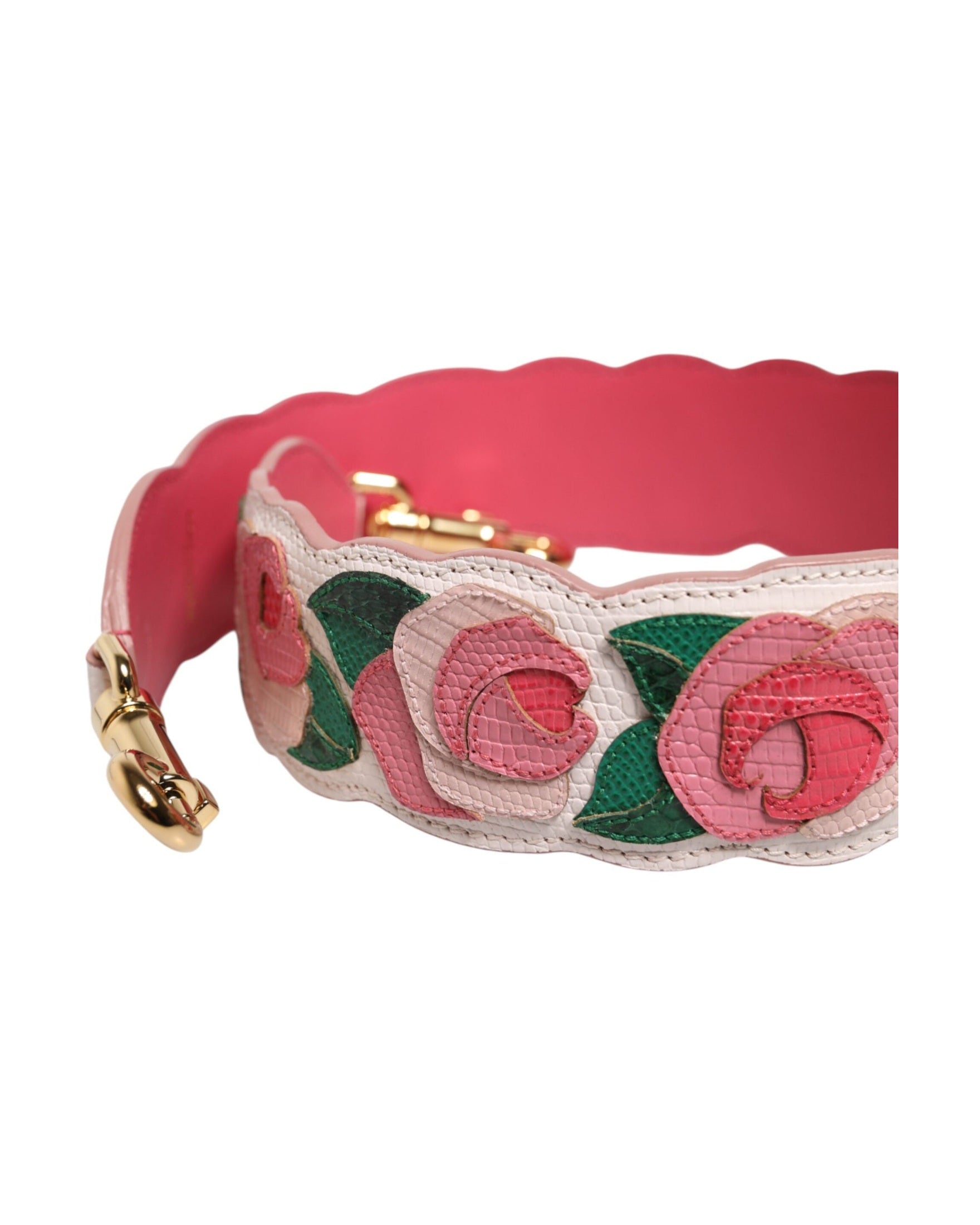 Dolce & Gabbana White Leather Strap Floral Calf Bag Accessory Shoulder Handbag & Wallet Accessories
