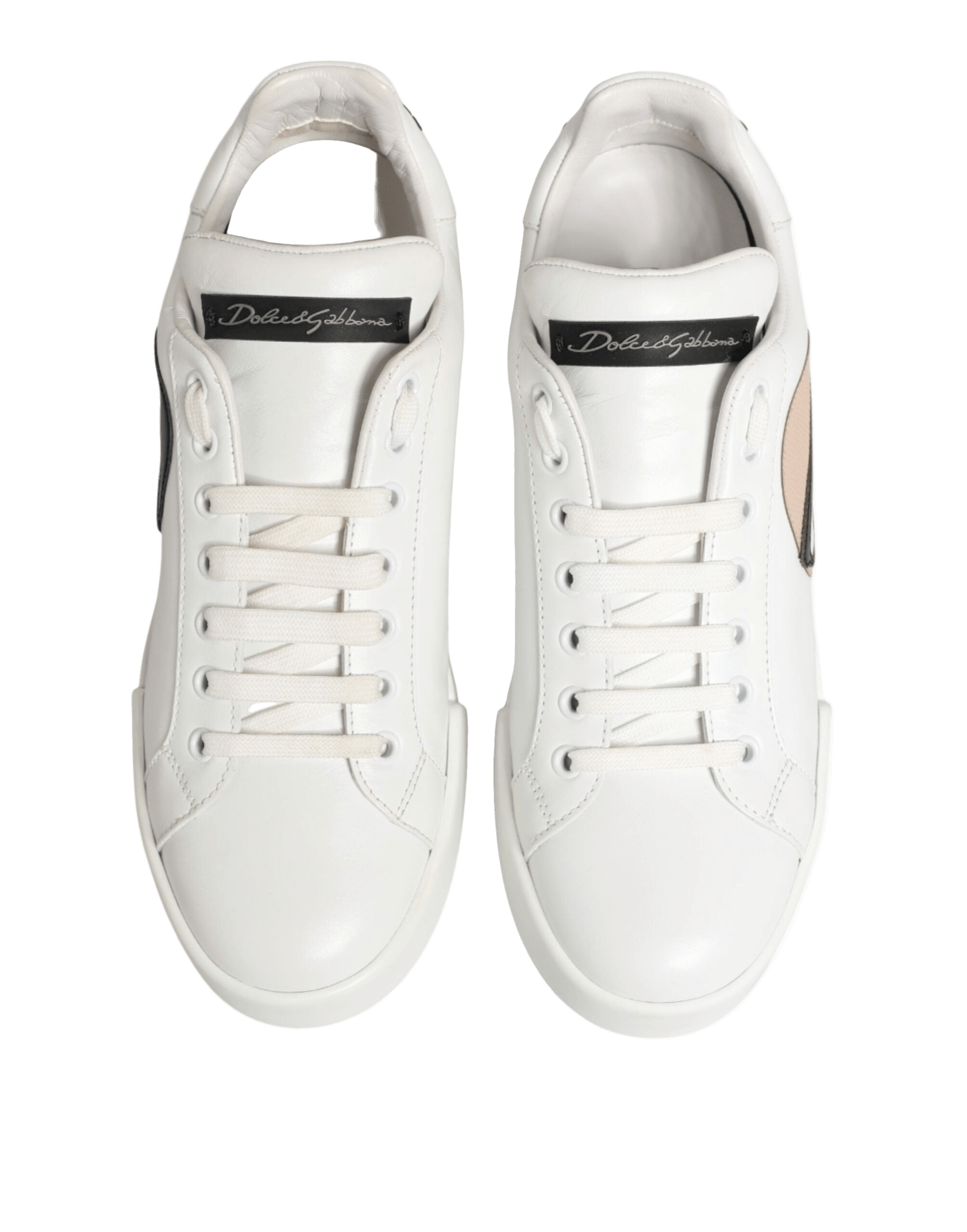Dolce & Gabbana White Leather #dgfamily Casual Sneakers Shoes Glam Steals