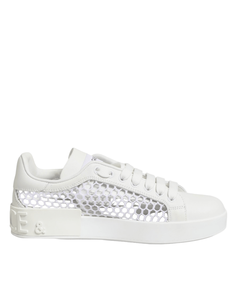 Dolce & Gabbana White Mesh Inserts Low Top Sneakers Shoes Glam Steals