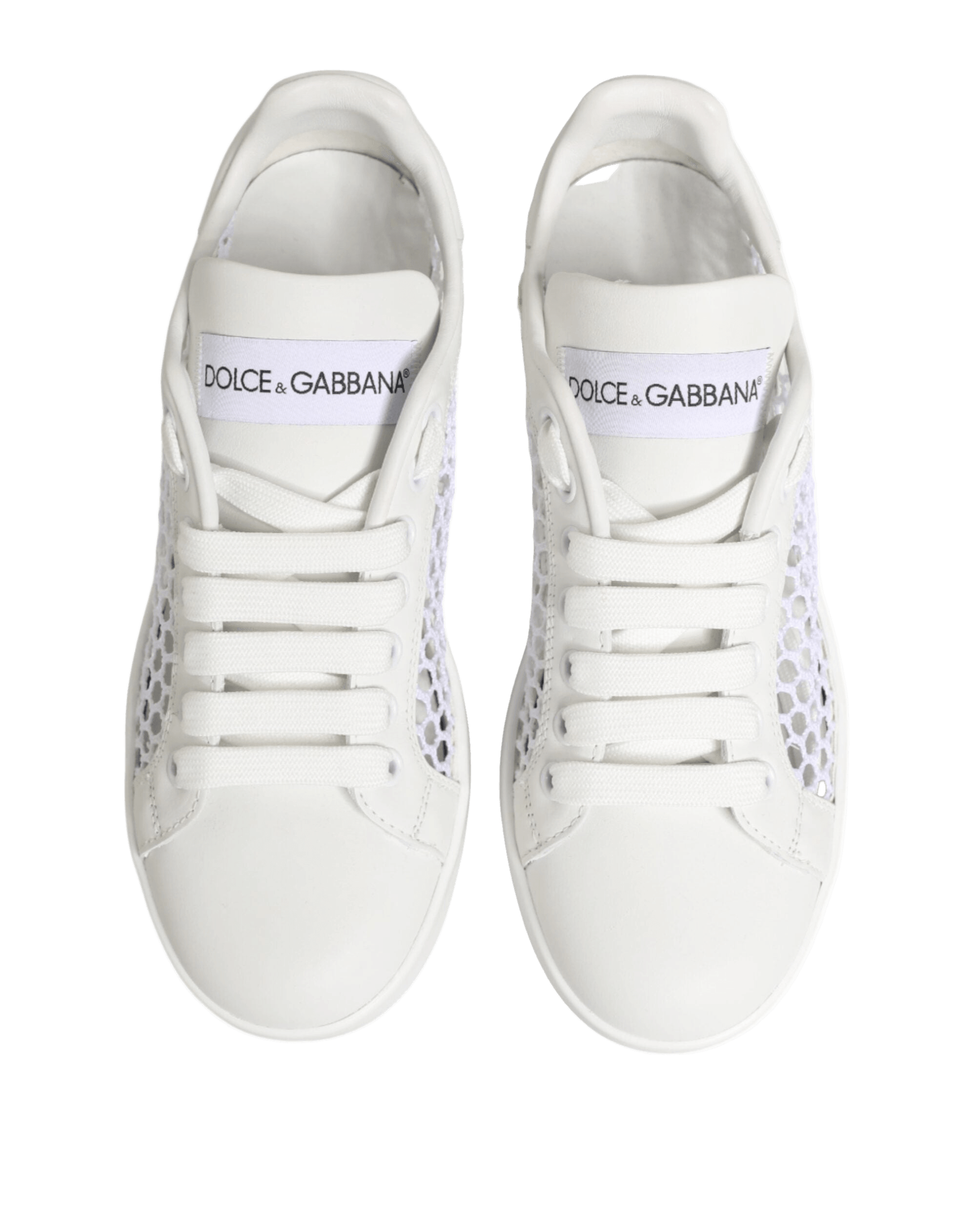 Dolce & Gabbana White Mesh Inserts Low Top Sneakers Shoes Glam Steals