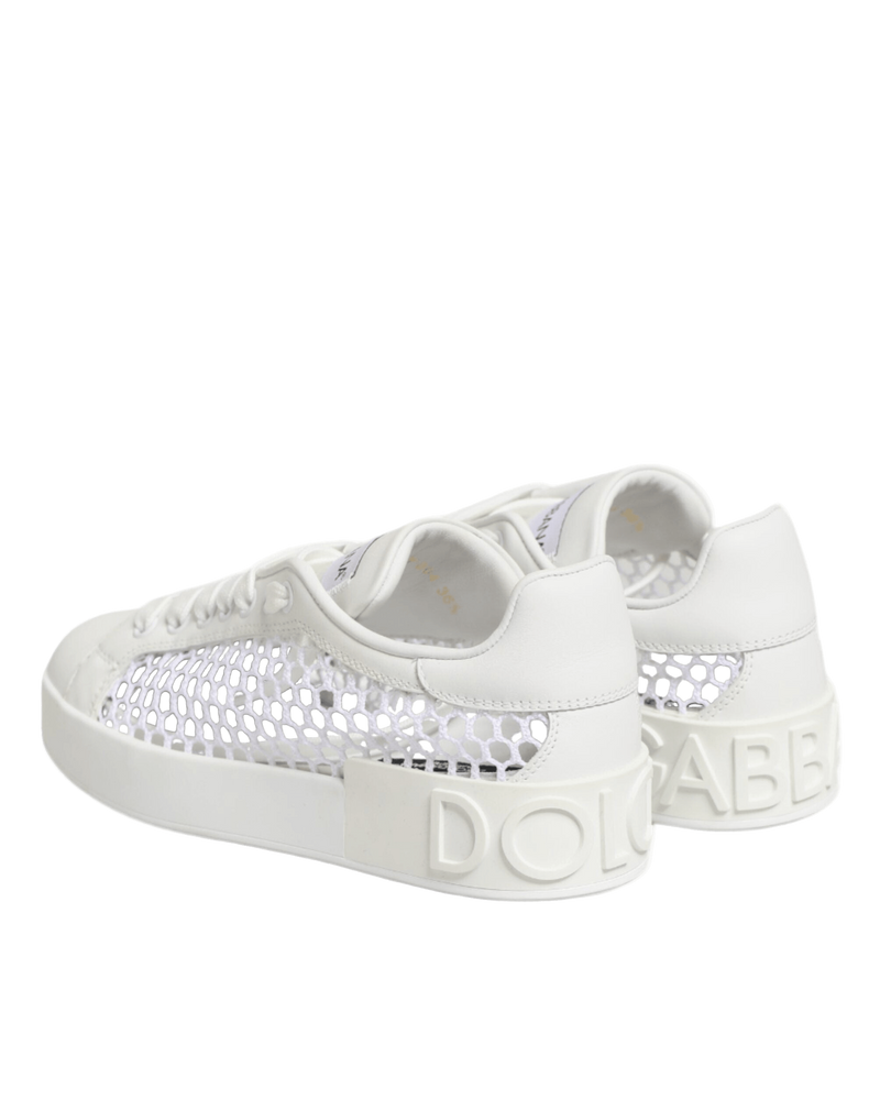 Dolce & Gabbana White Mesh Inserts Low Top Sneakers Shoes Glam Steals