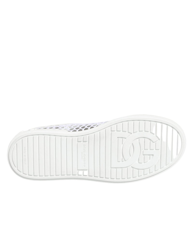 Dolce & Gabbana White Mesh Inserts Low Top Sneakers Shoes Glam Steals