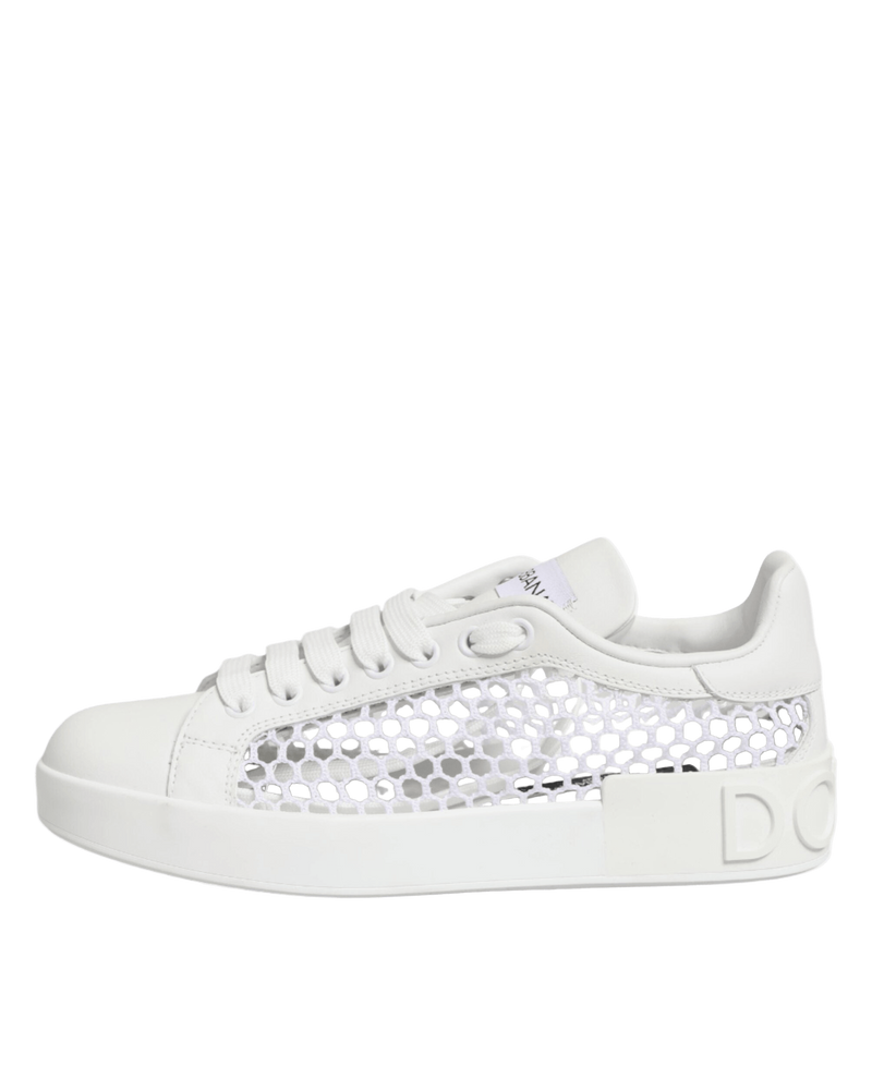 Dolce & Gabbana White Mesh Inserts Low Top Sneakers Shoes Glam Steals