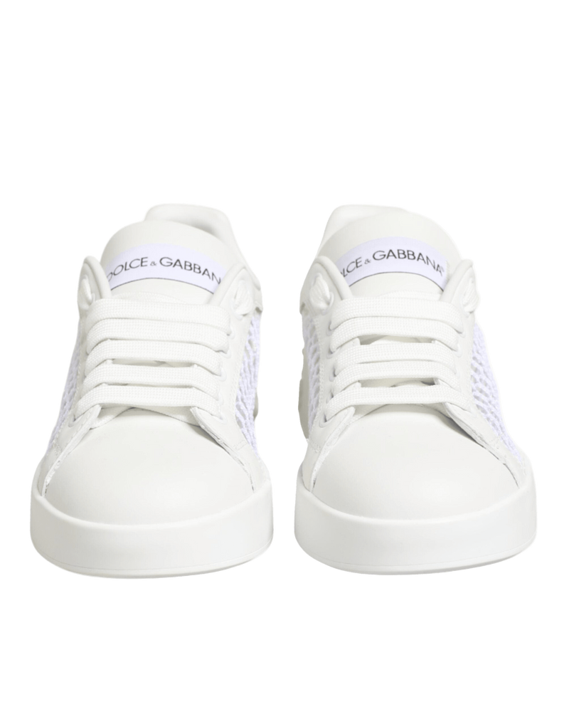 Dolce & Gabbana White Mesh Inserts Low Top Sneakers Shoes Glam Steals