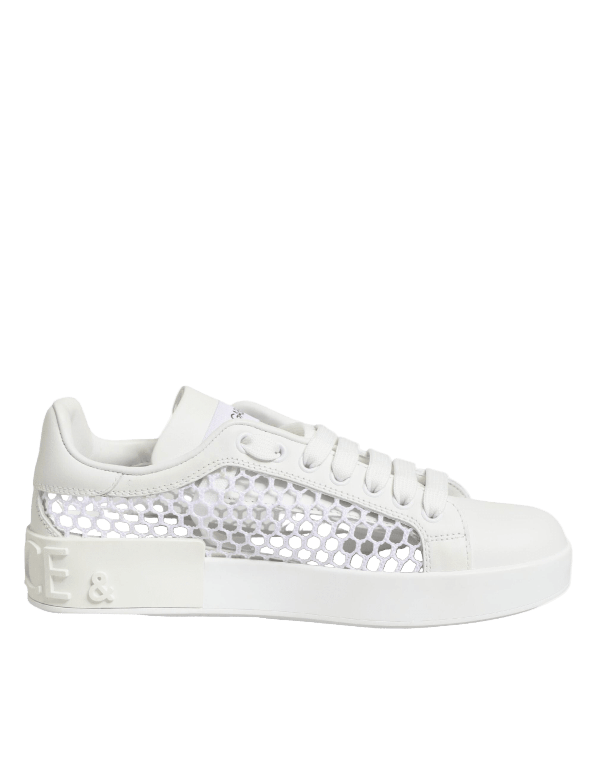 Dolce & Gabbana White Mesh Inserts Low Top Sneakers Shoes Glam Steals