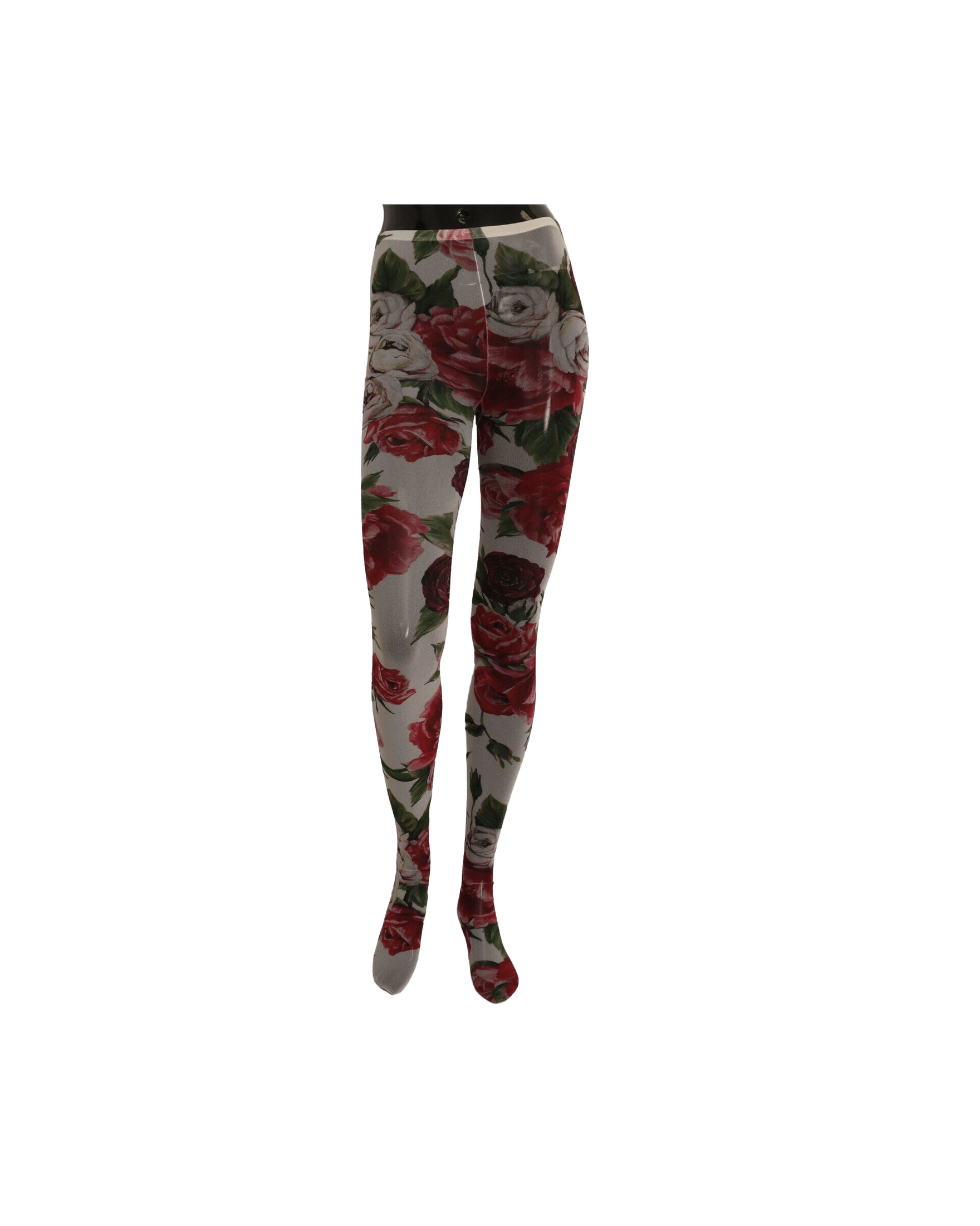 Dolce & Gabbana White Nylon Floral Print Tights Stockings